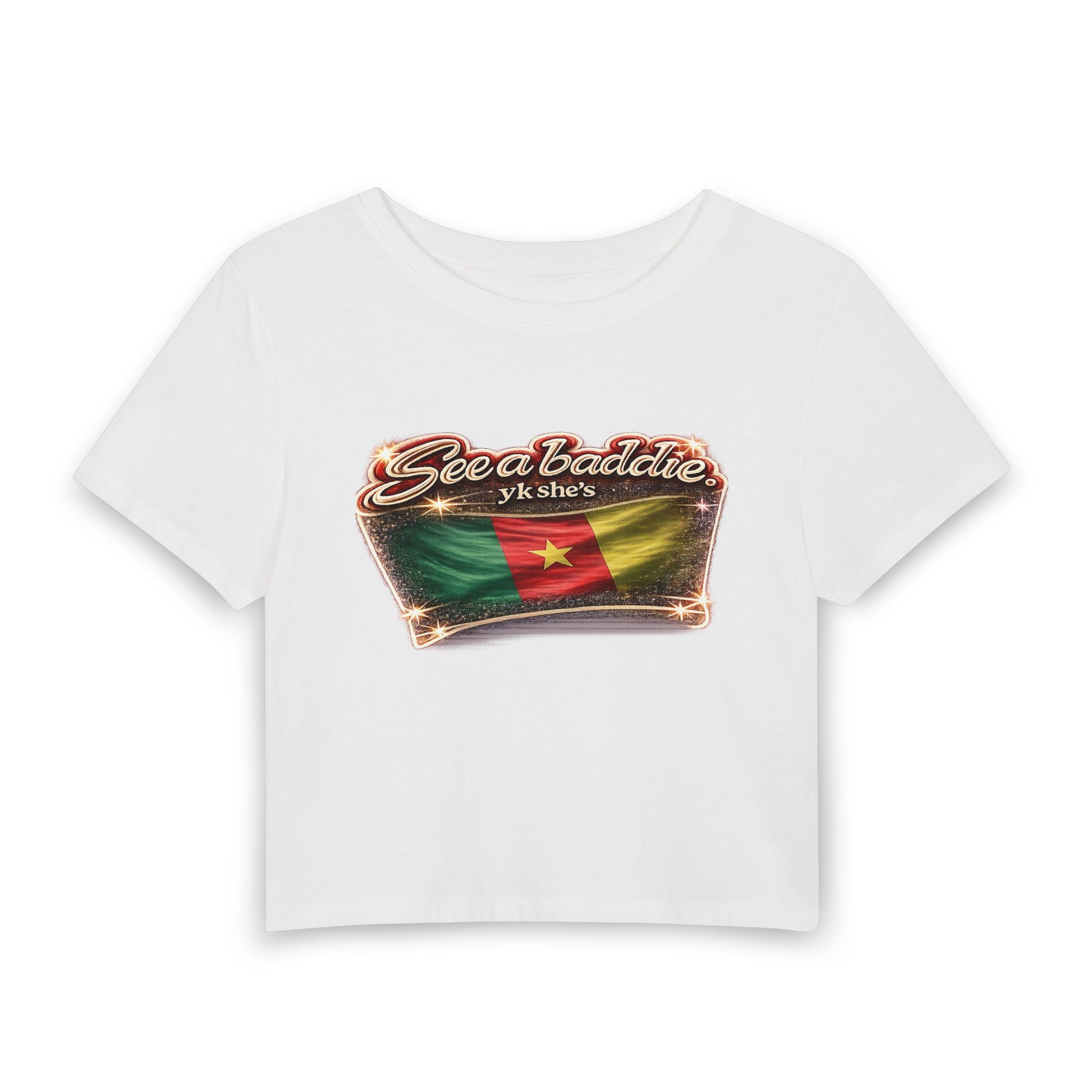 See a Baddie Cameroon Flag Crop Tee