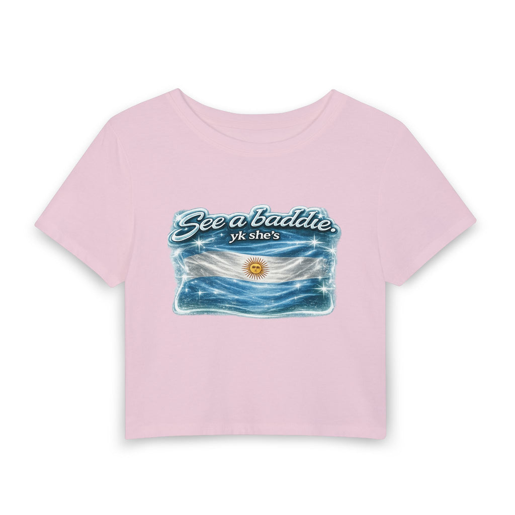 See a Baddie Argentina Flag Crop Tee
