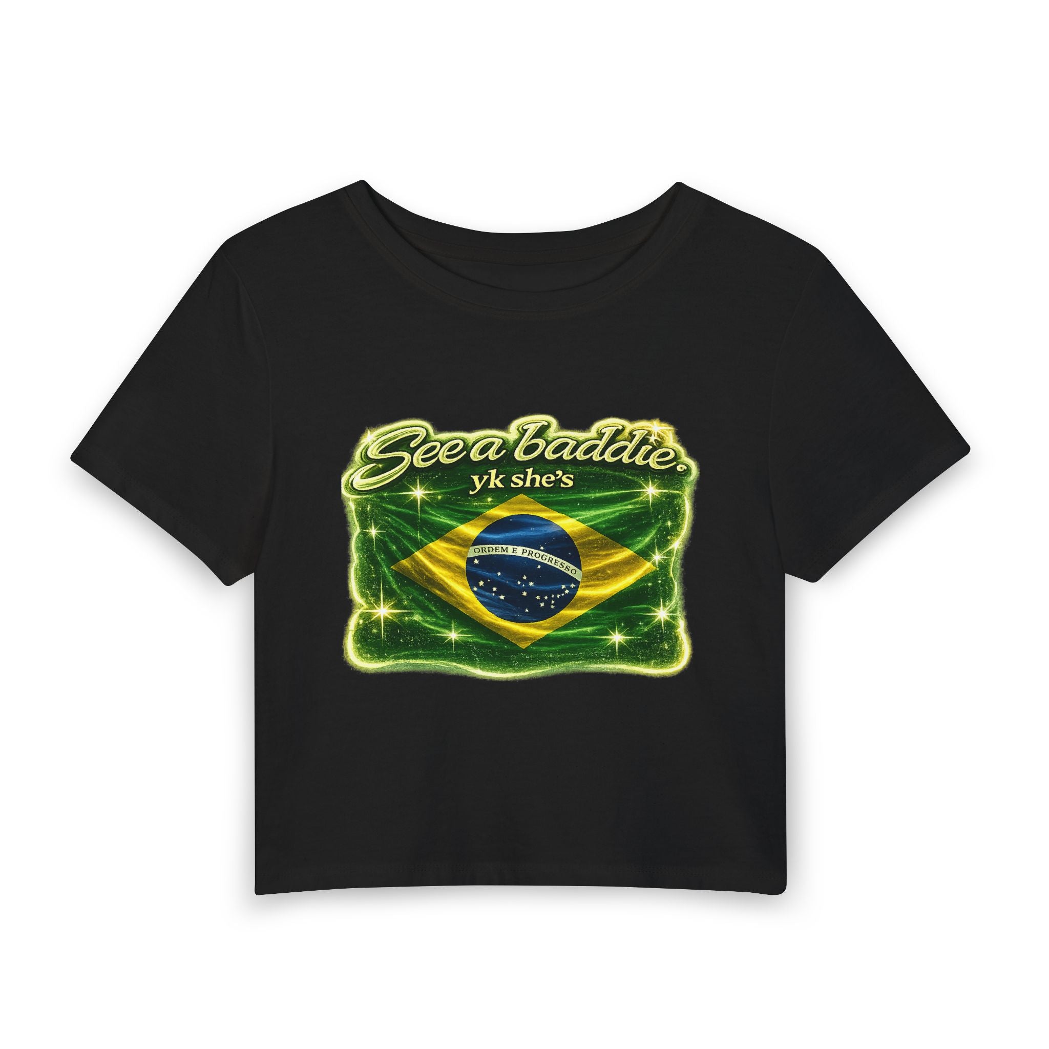 See a baddie Brazil Flag Crop Tee