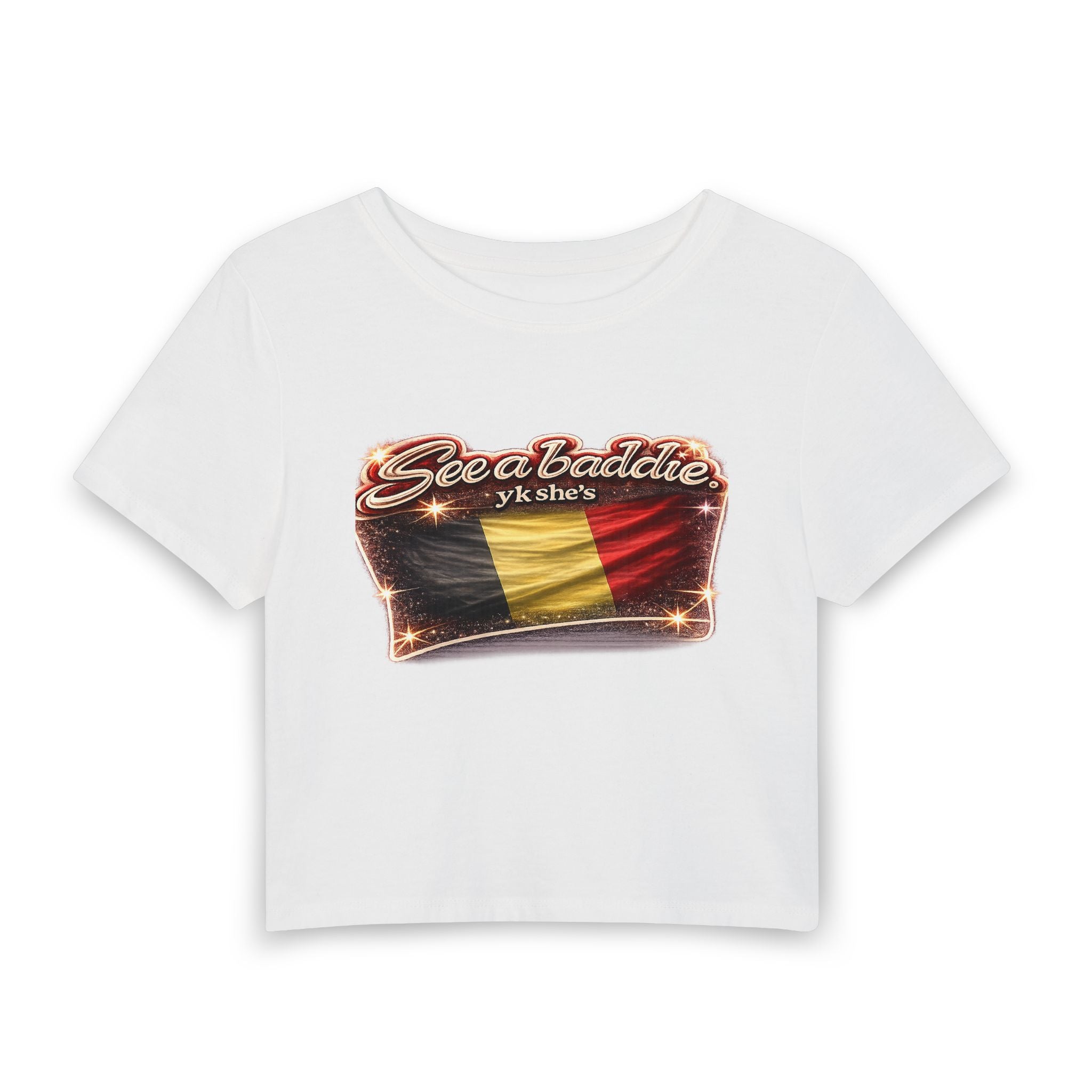 See a Baddie Belgium Flag Crop Tee
