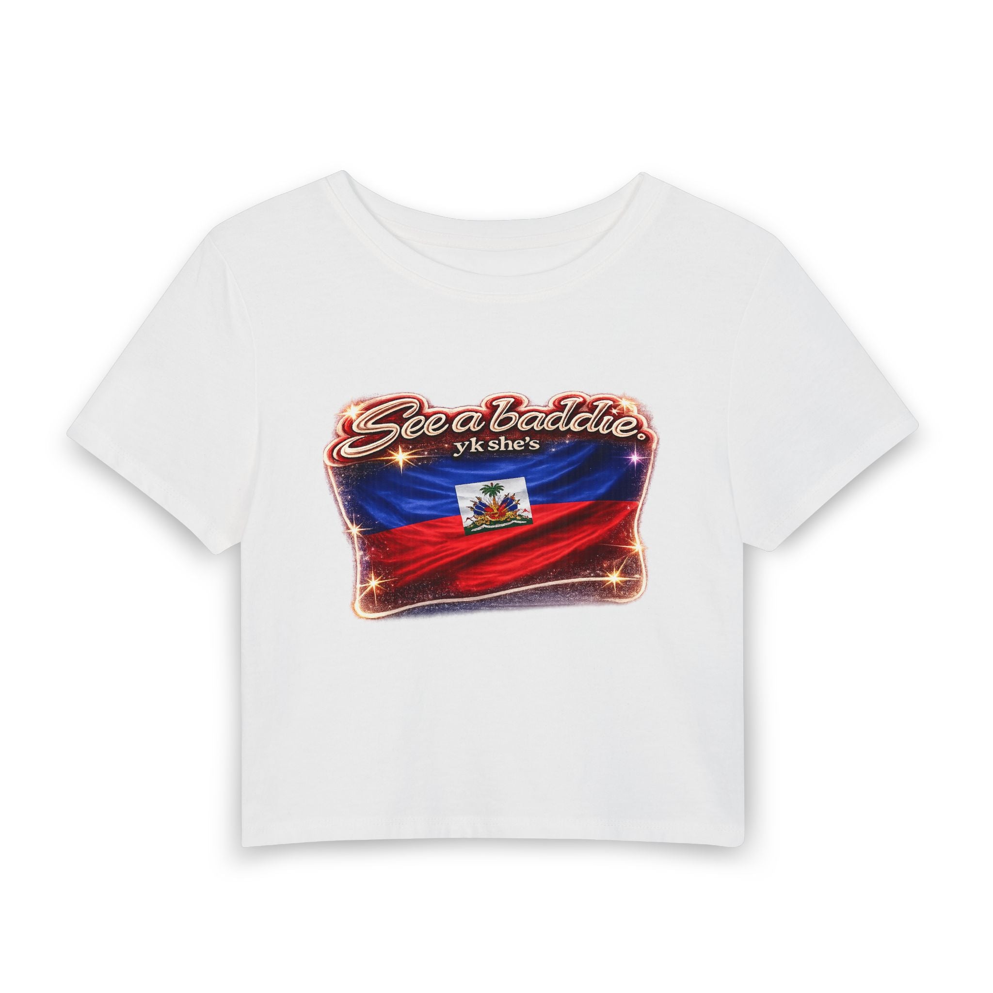 See a Baddie Haiti Flag Crop Tee
