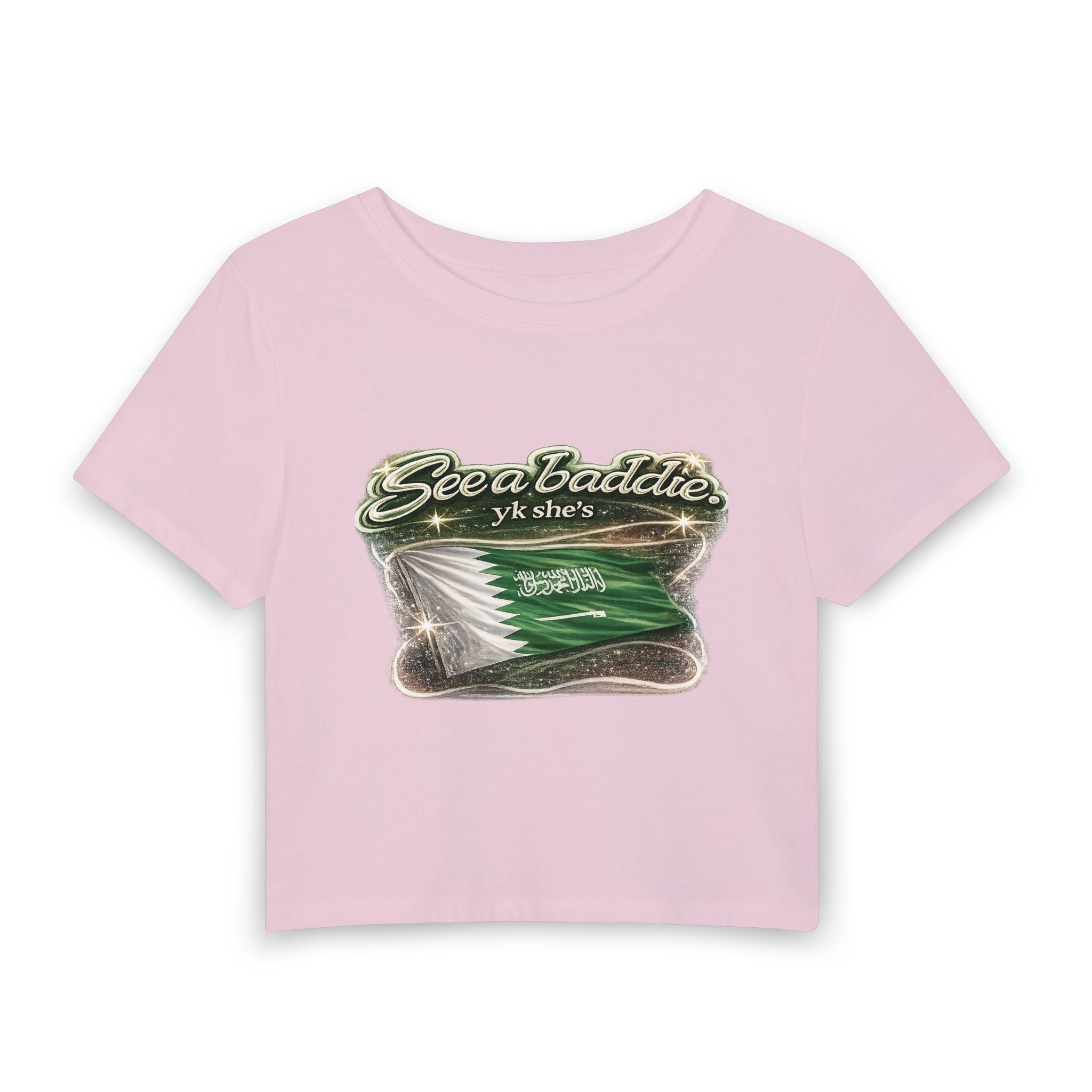 See a Baddie Saudi Arabia Flag Crop Tee