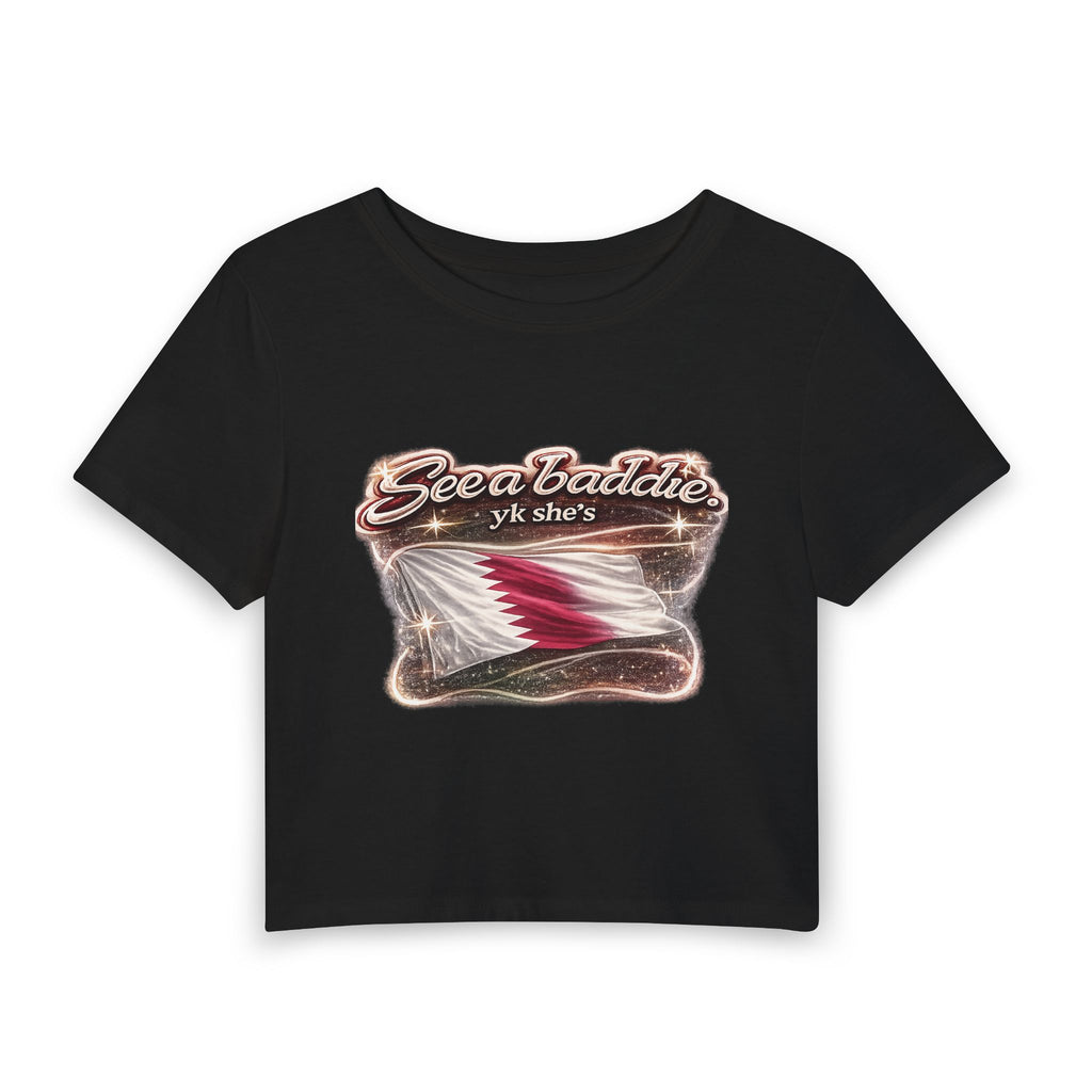 See a Baddie Qatar Flag Crop Tee
