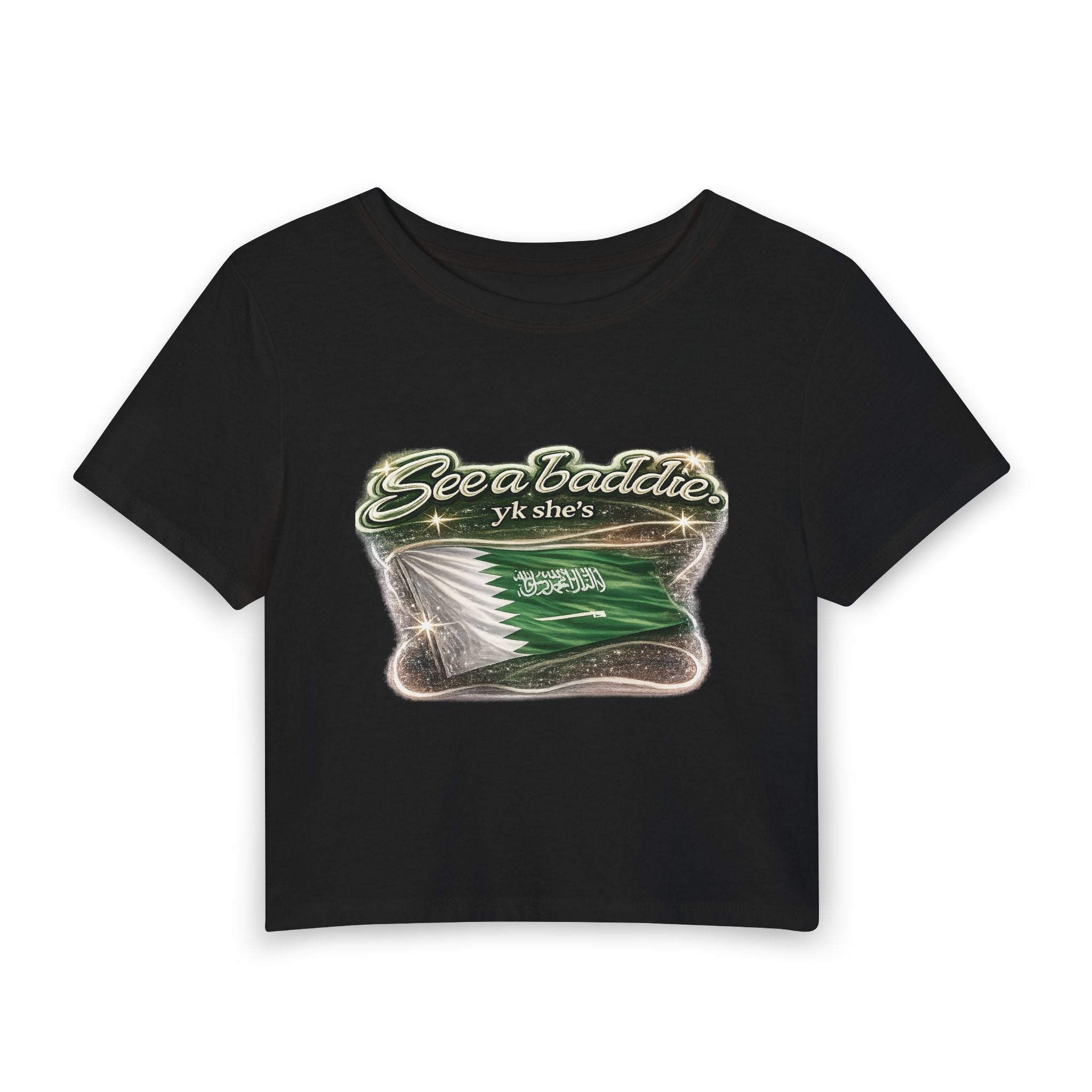 See a Baddie Saudi Arabia Flag Crop Tee