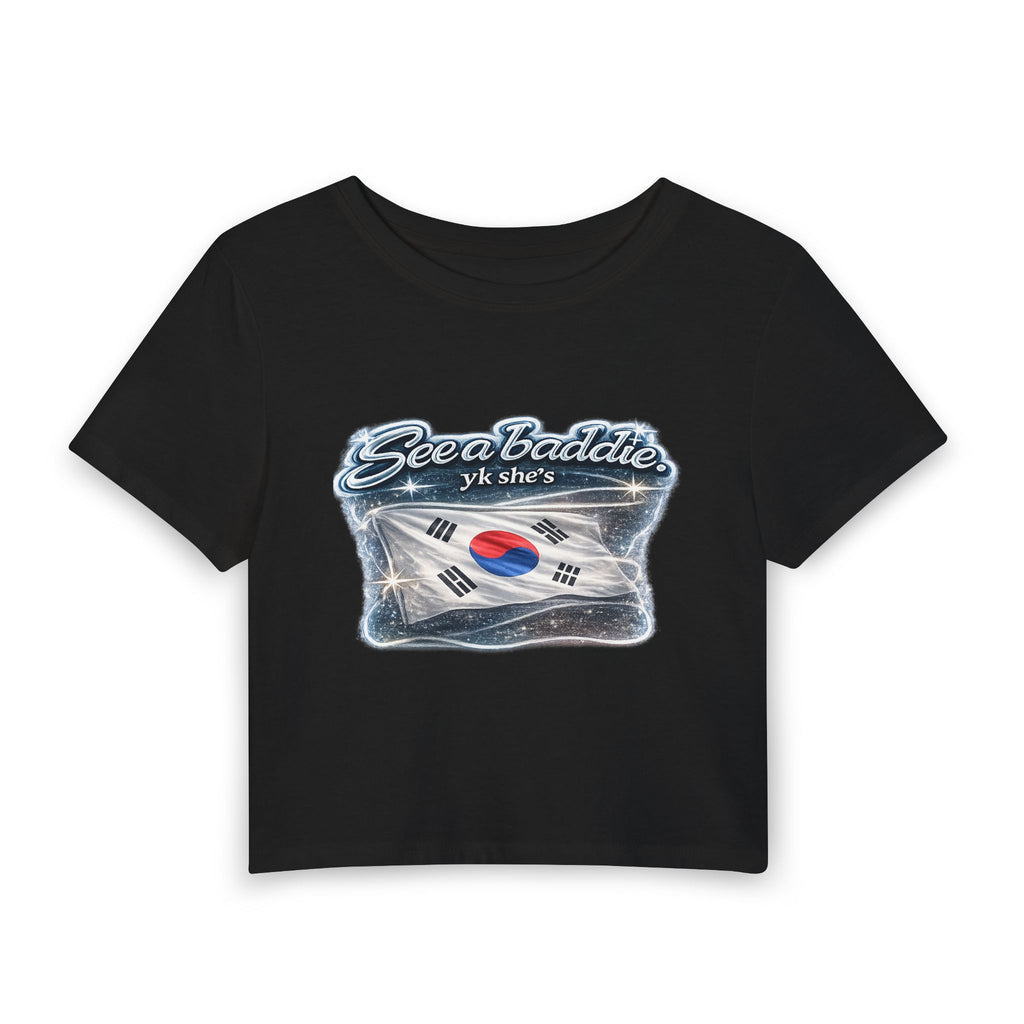 See a Baddie South Korea Flag Crop Tee