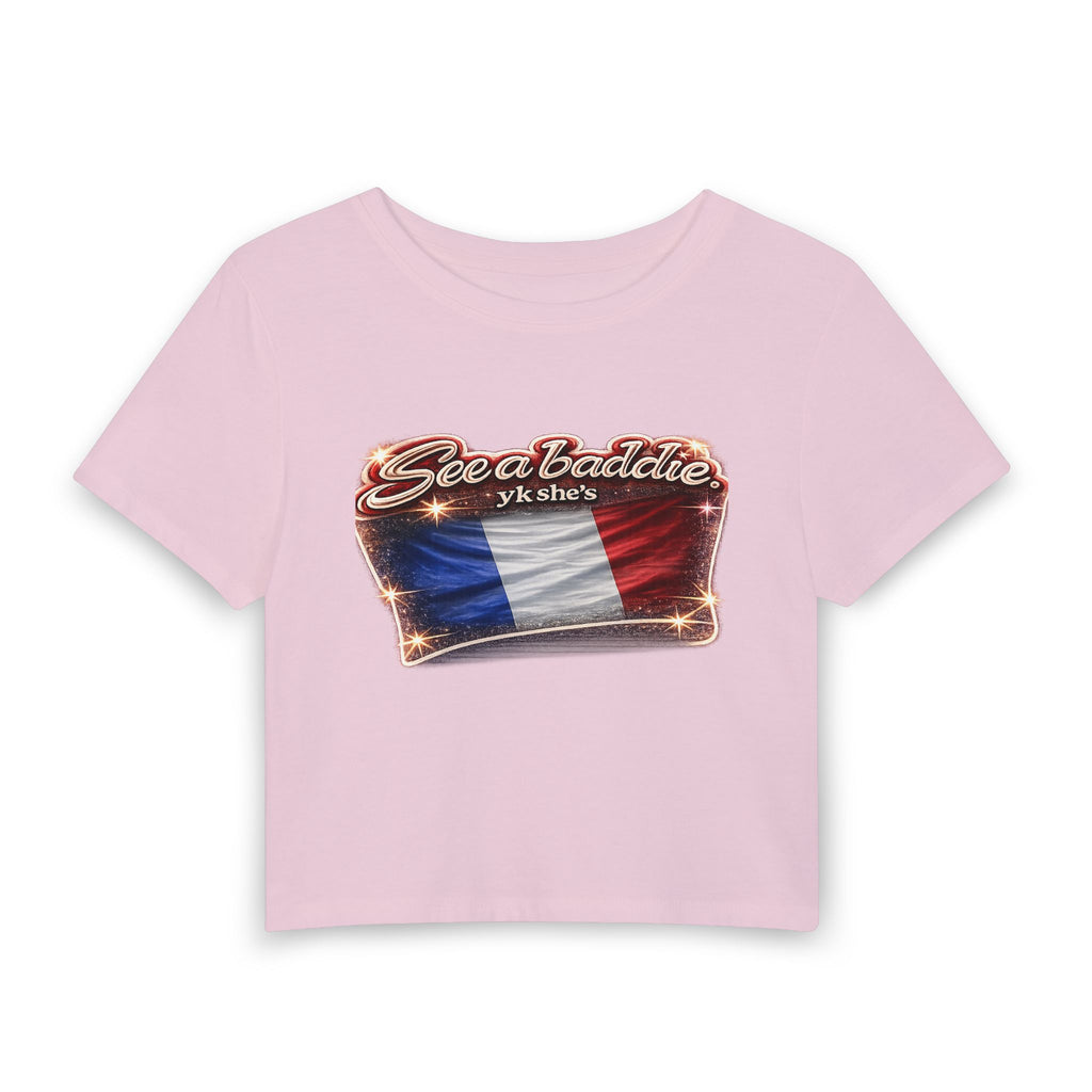 See a Baddie France Flag Crop Tee