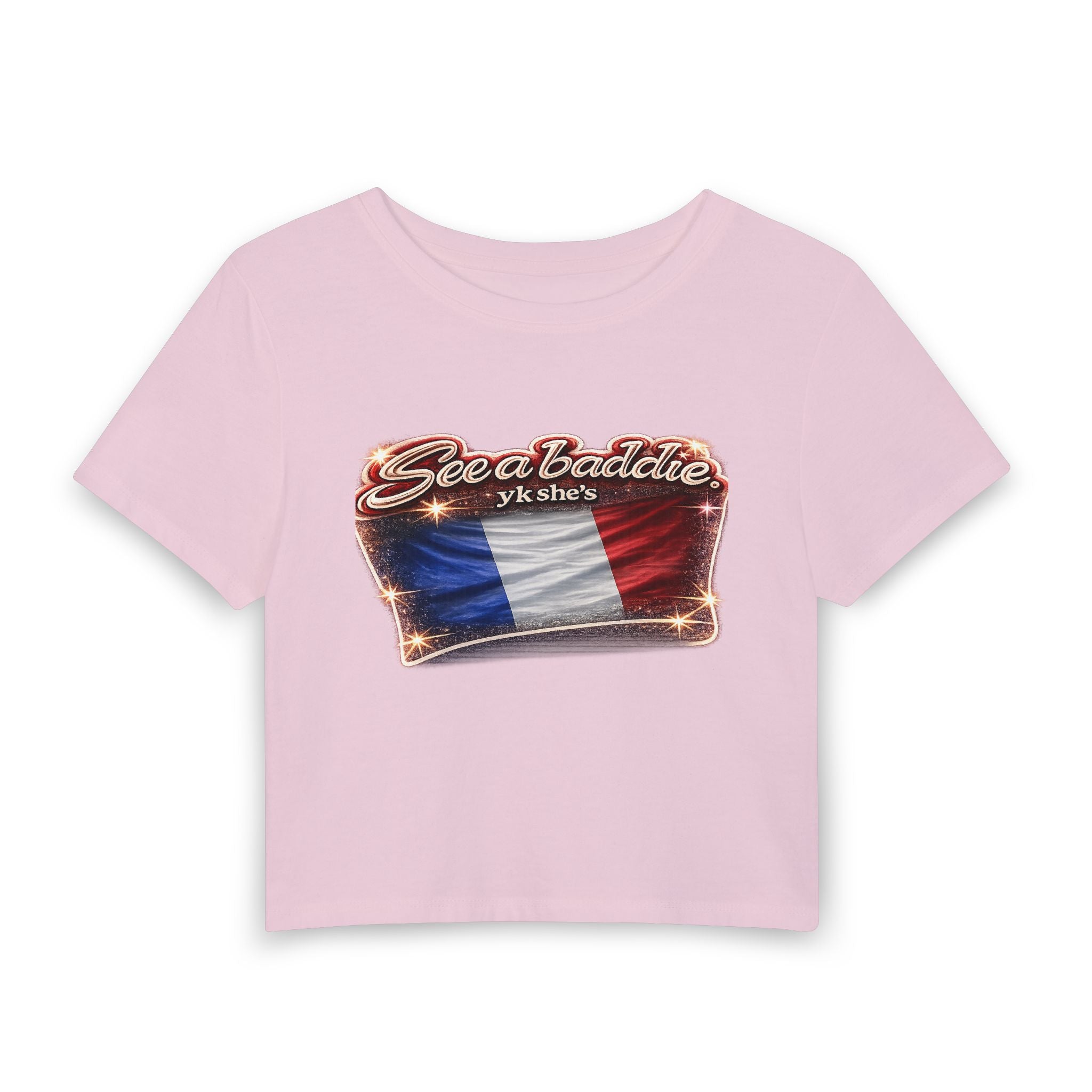 See a Baddie France Flag Crop Tee