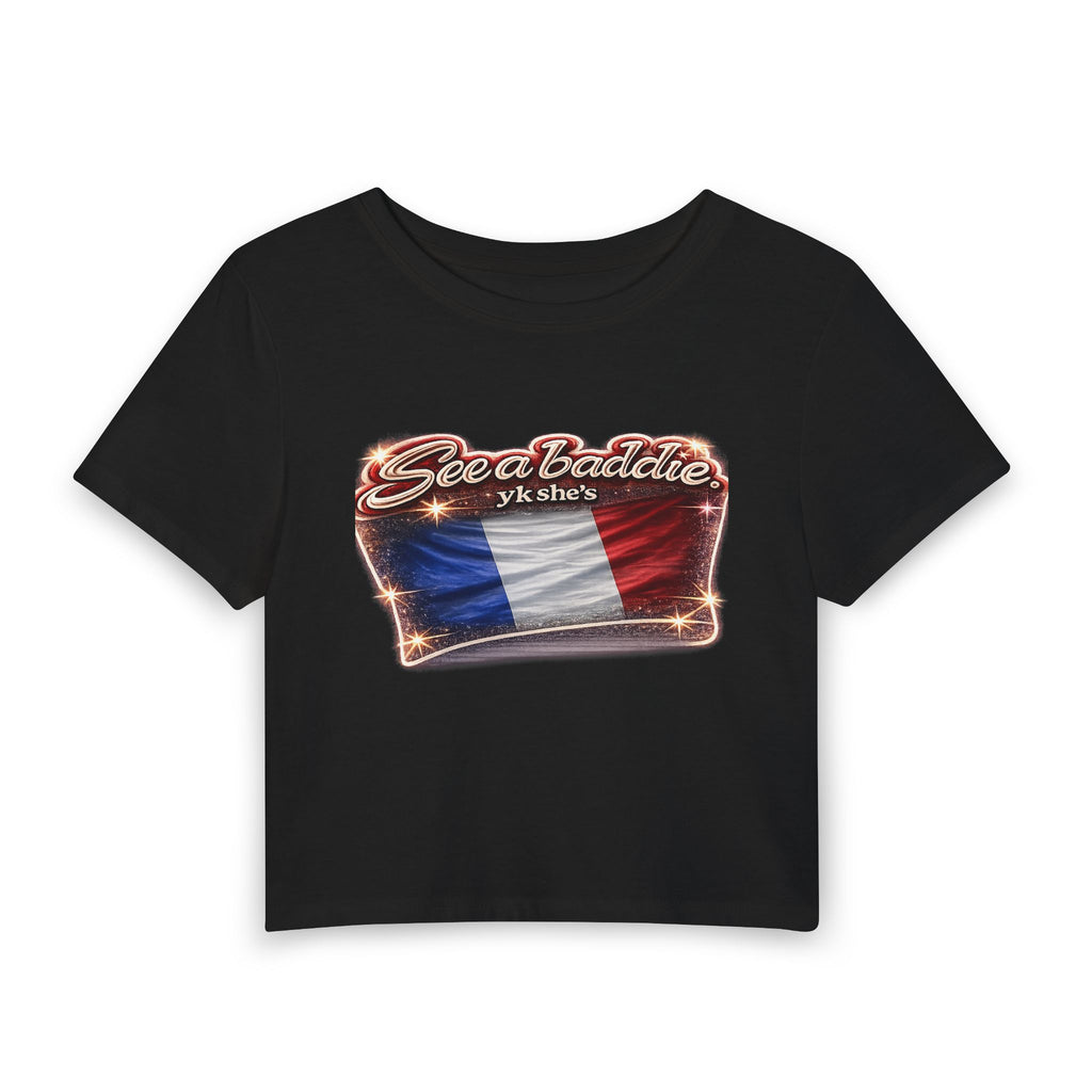 See a Baddie France Flag Crop Tee