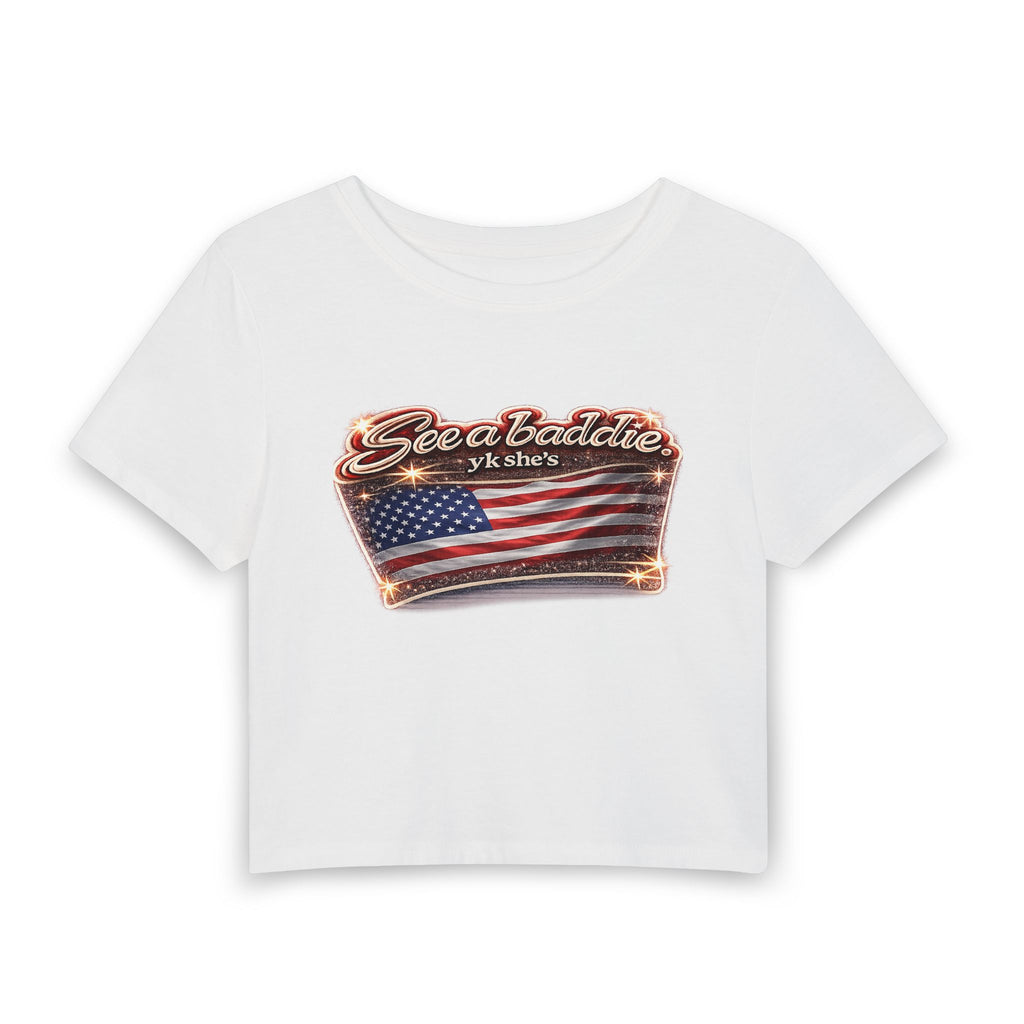 See a Baddie USA Flag Crop Tee