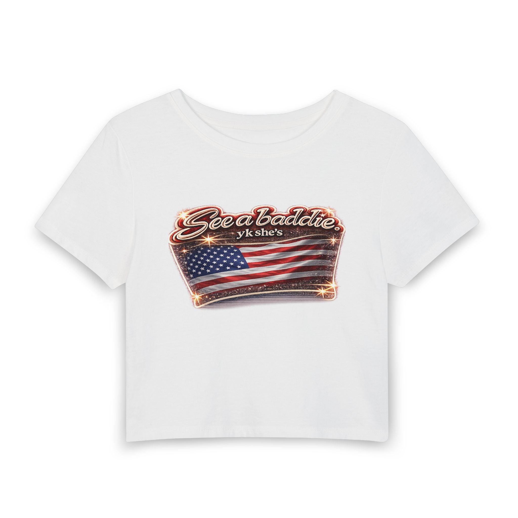 See a Baddie USA Flag Crop Tee