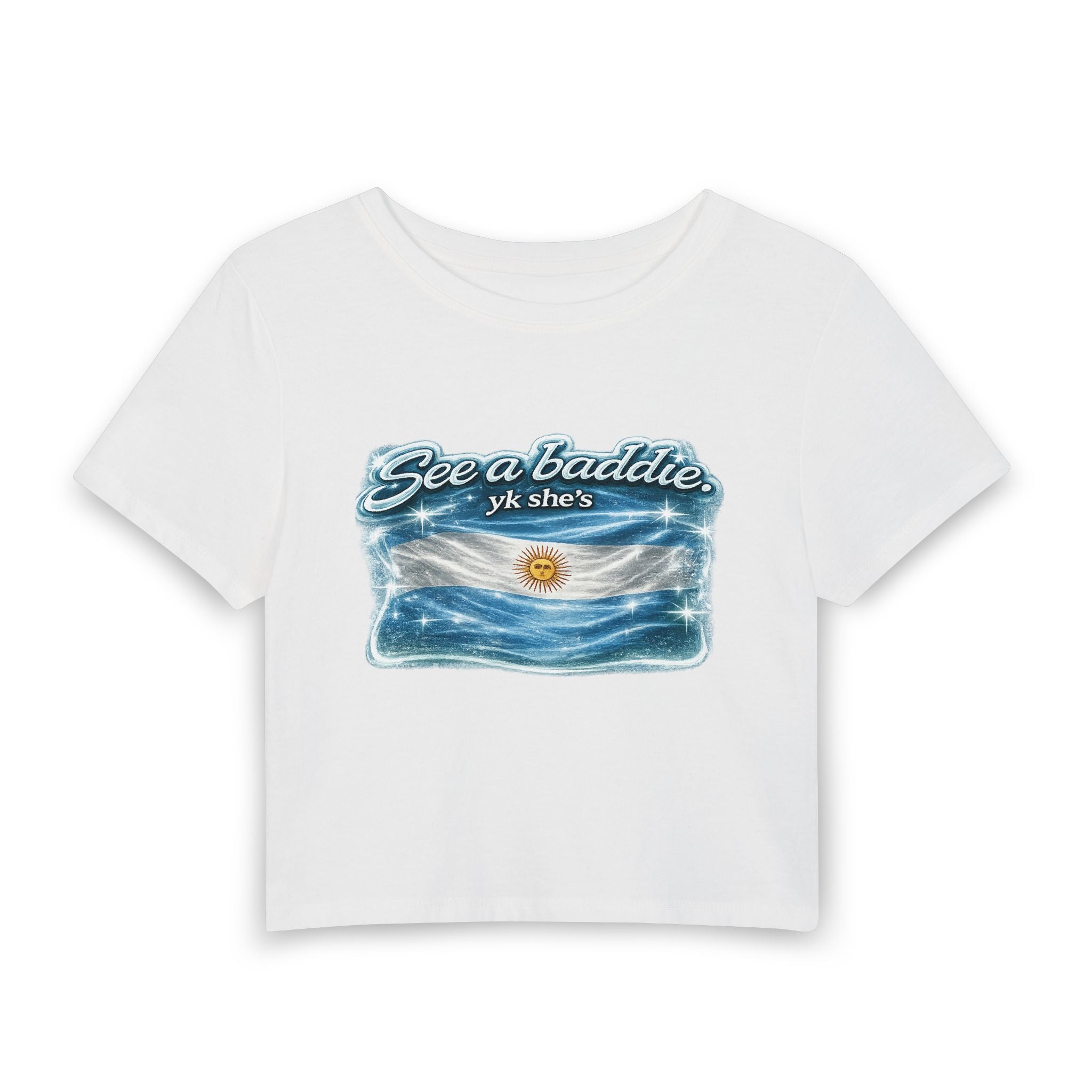 See a Baddie Argentina Flag Crop Tee