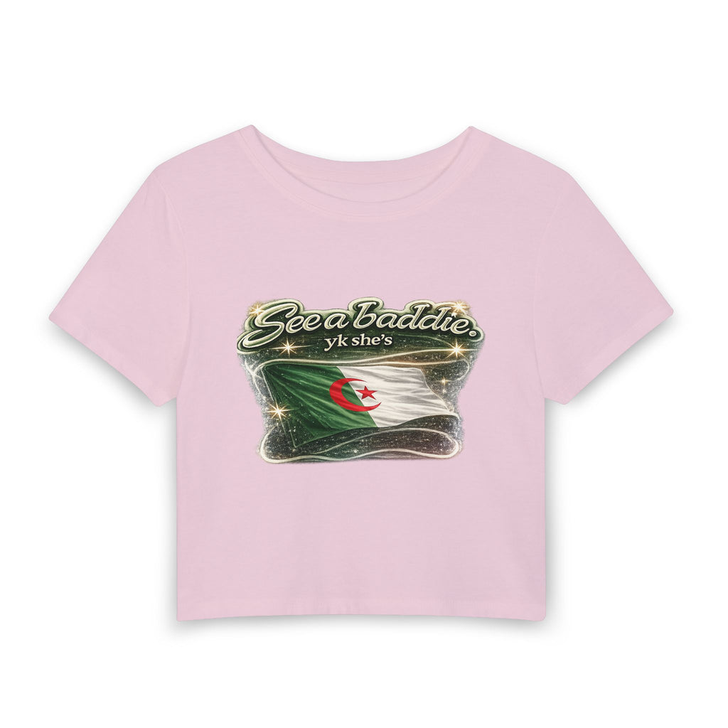 See a Baddie Algeria Flag Crop Tee
