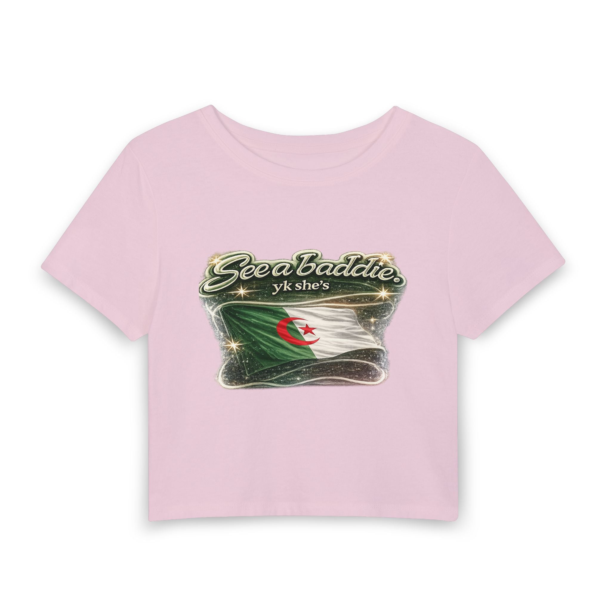 See a Baddie Algeria Flag Crop Tee