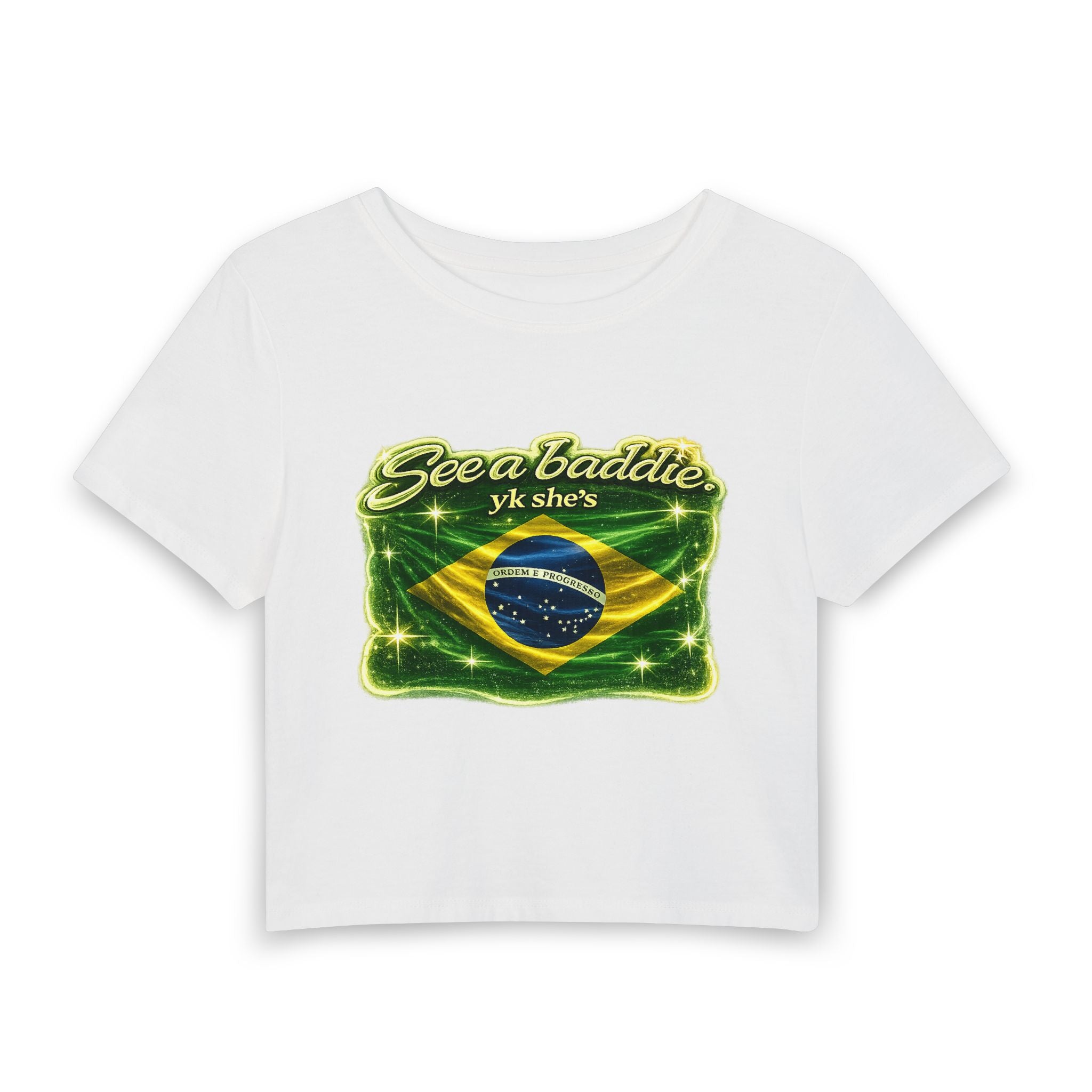 See a baddie Brazil Flag Crop Tee