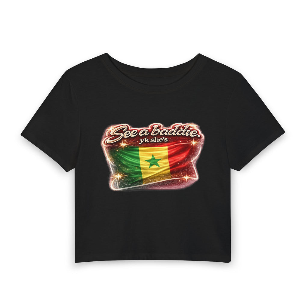 See a Baddie Senegal Flag Crop Tee