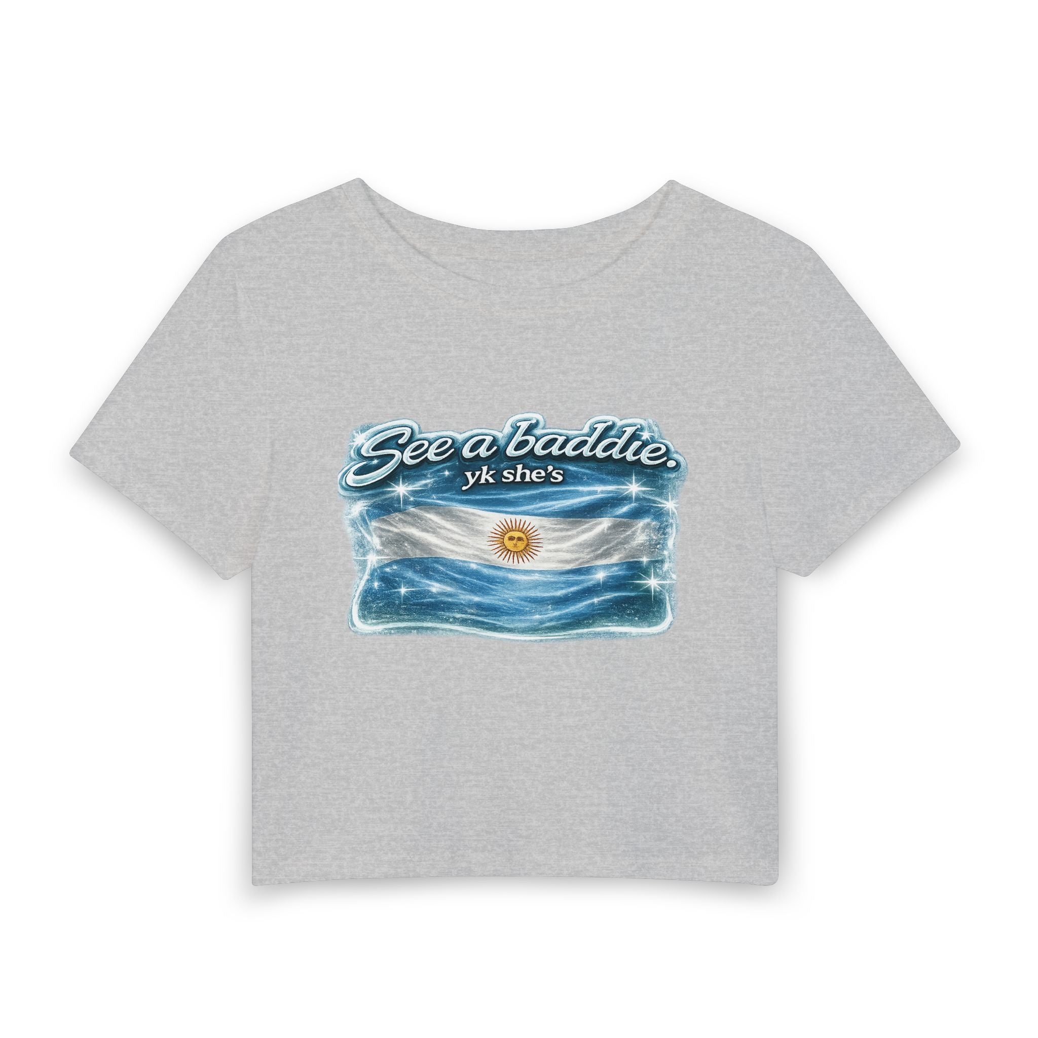 See a Baddie Argentina Flag Crop Tee