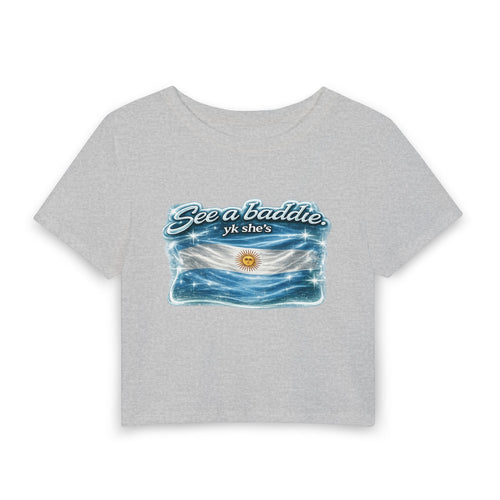 See a Baddie Argentina Flag Crop Tee