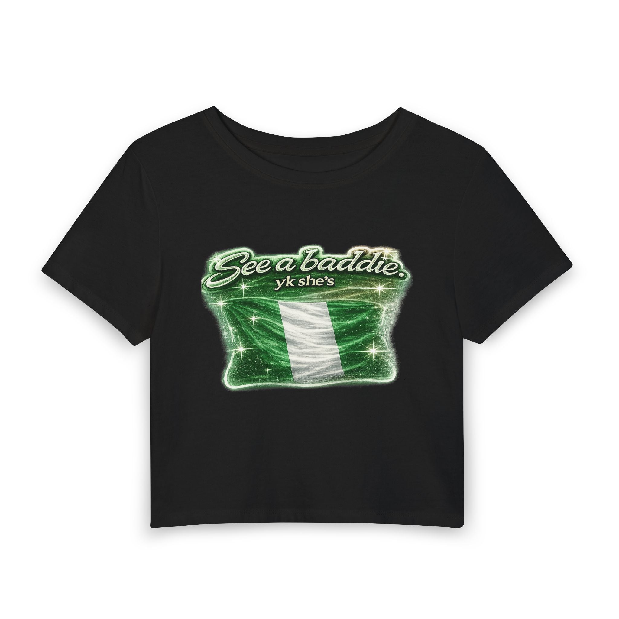 See a Baddie Nigeria Flag Crop Tee