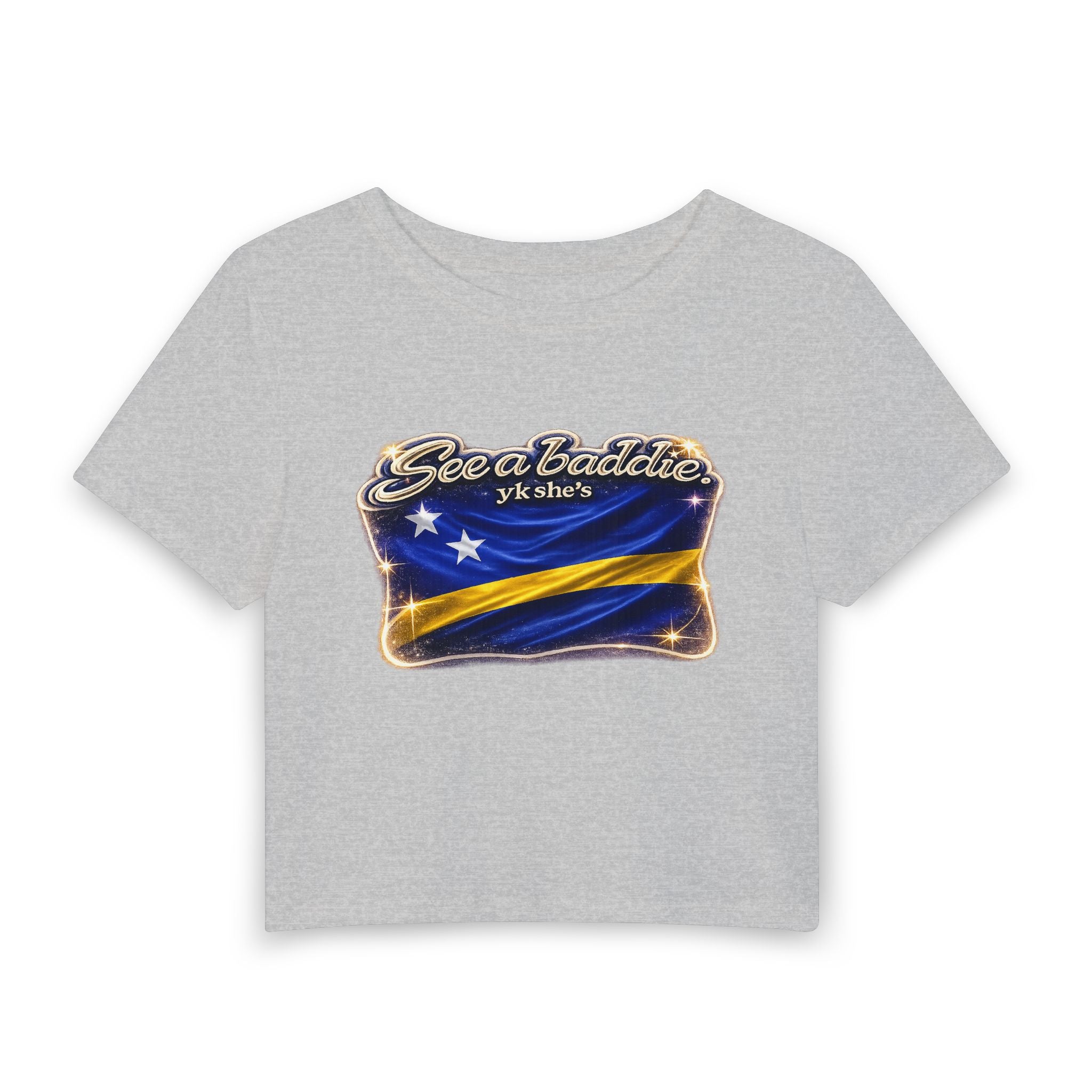 See a Baddie Curacao Flag Crop Tee