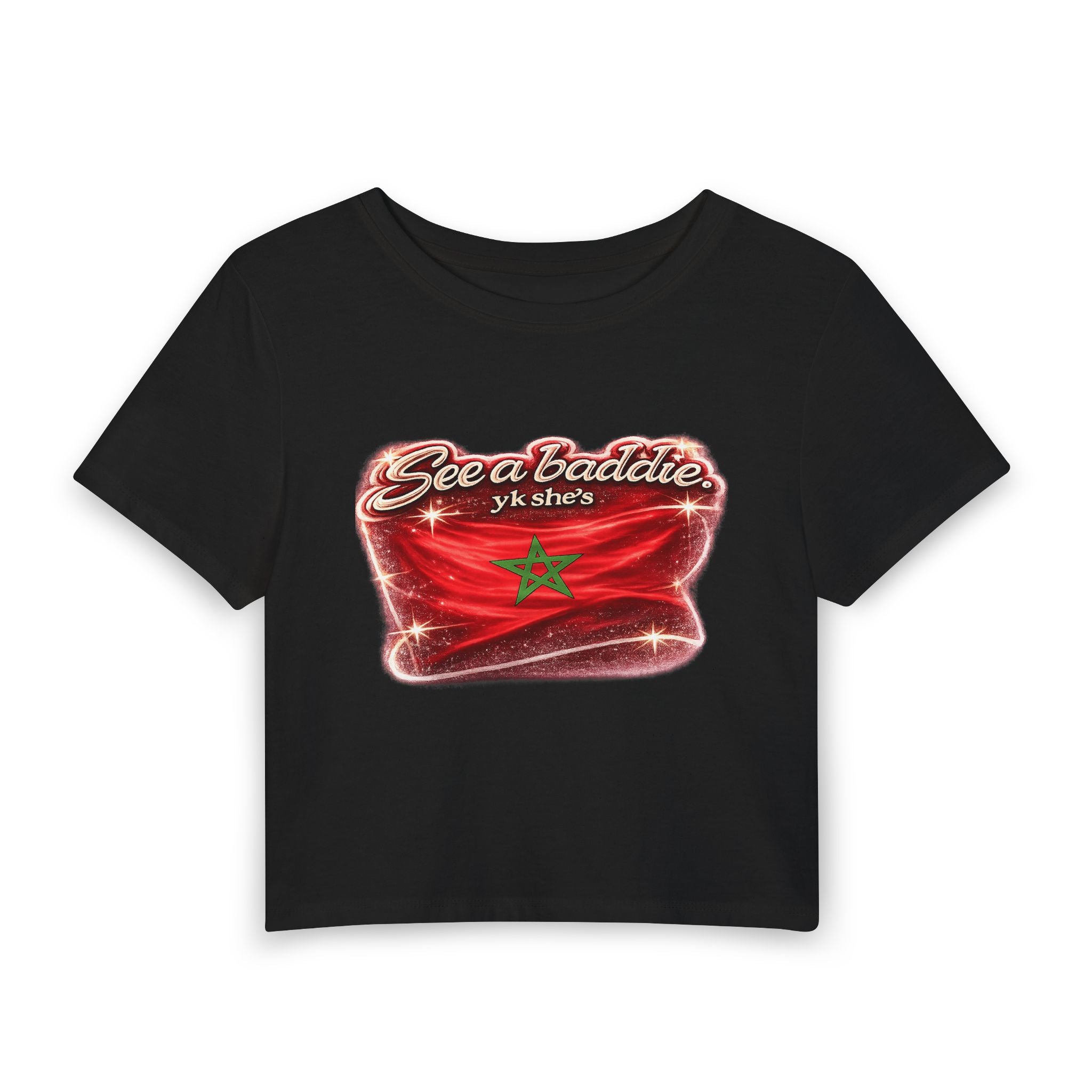 See a Baddie Morocco Flag Crop Tee