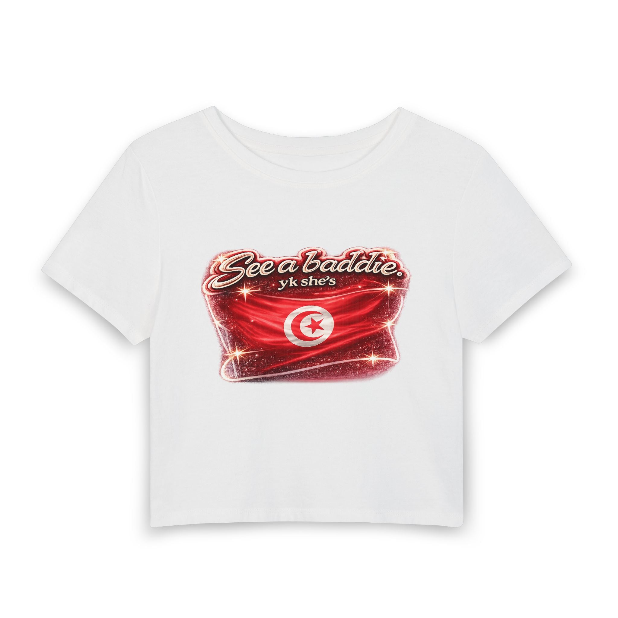 See a Baddie Tunisia Flag Crop Tee