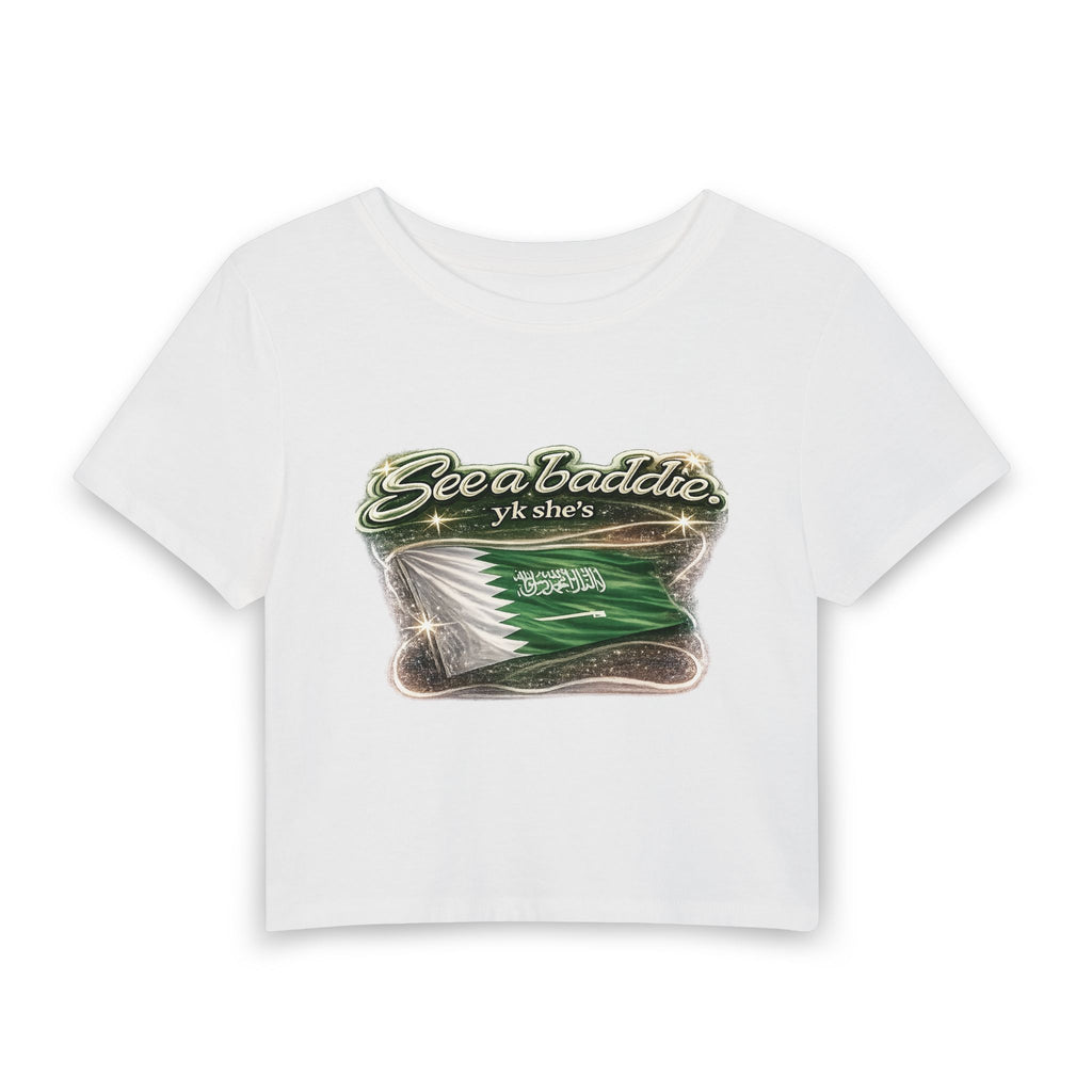See a Baddie Saudi Arabia Flag Crop Tee