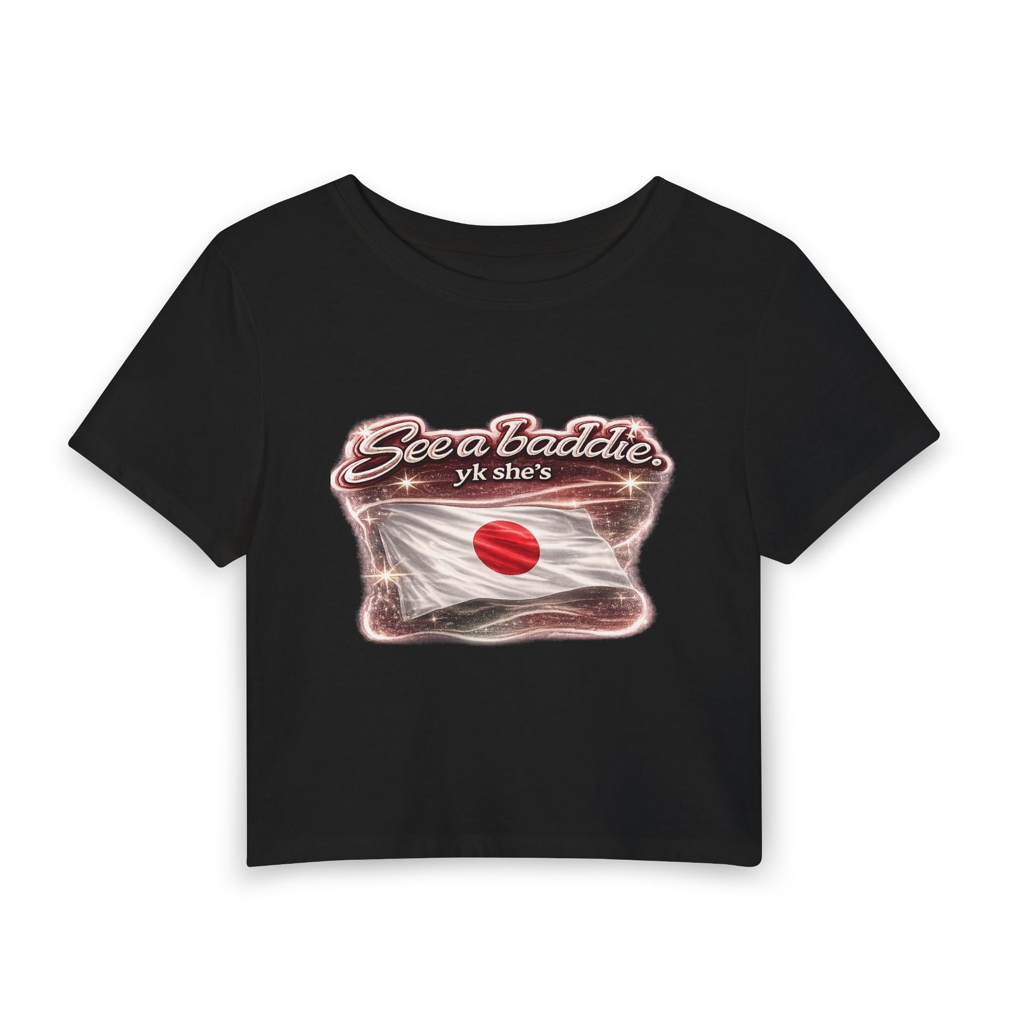 See a Baddie Japan Flag Crop Tee