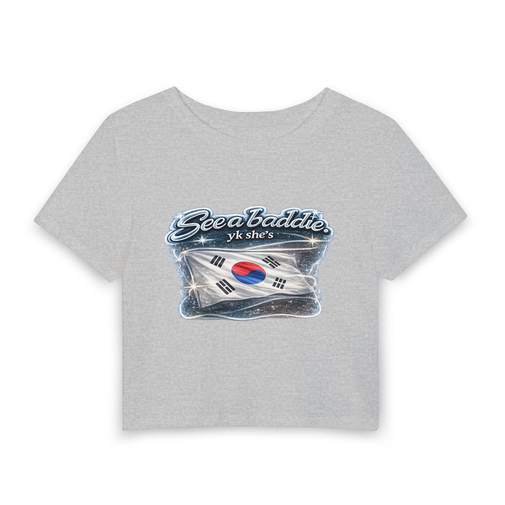See a Baddie South Korea Flag Crop Tee