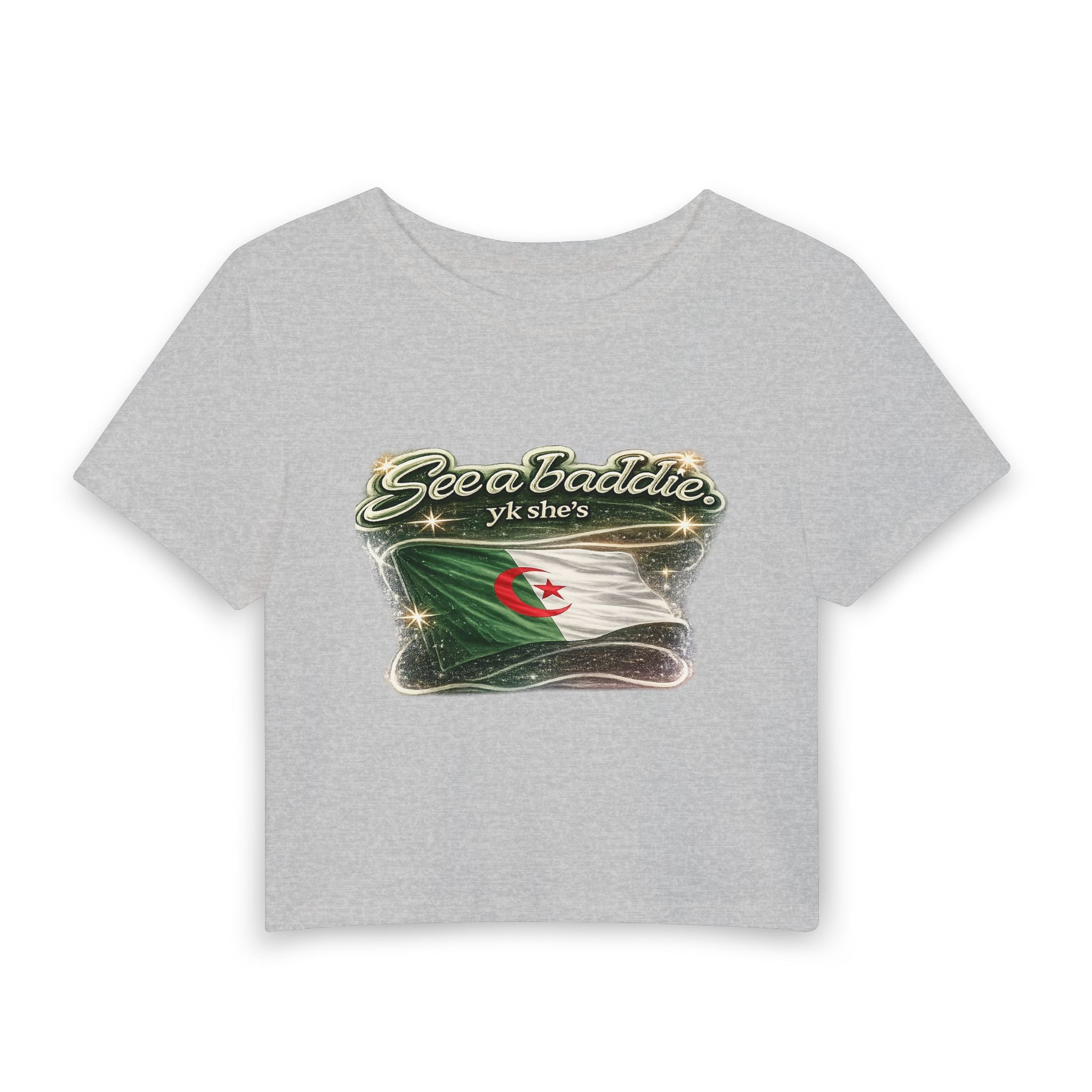 See a Baddie Algeria Flag Crop Tee