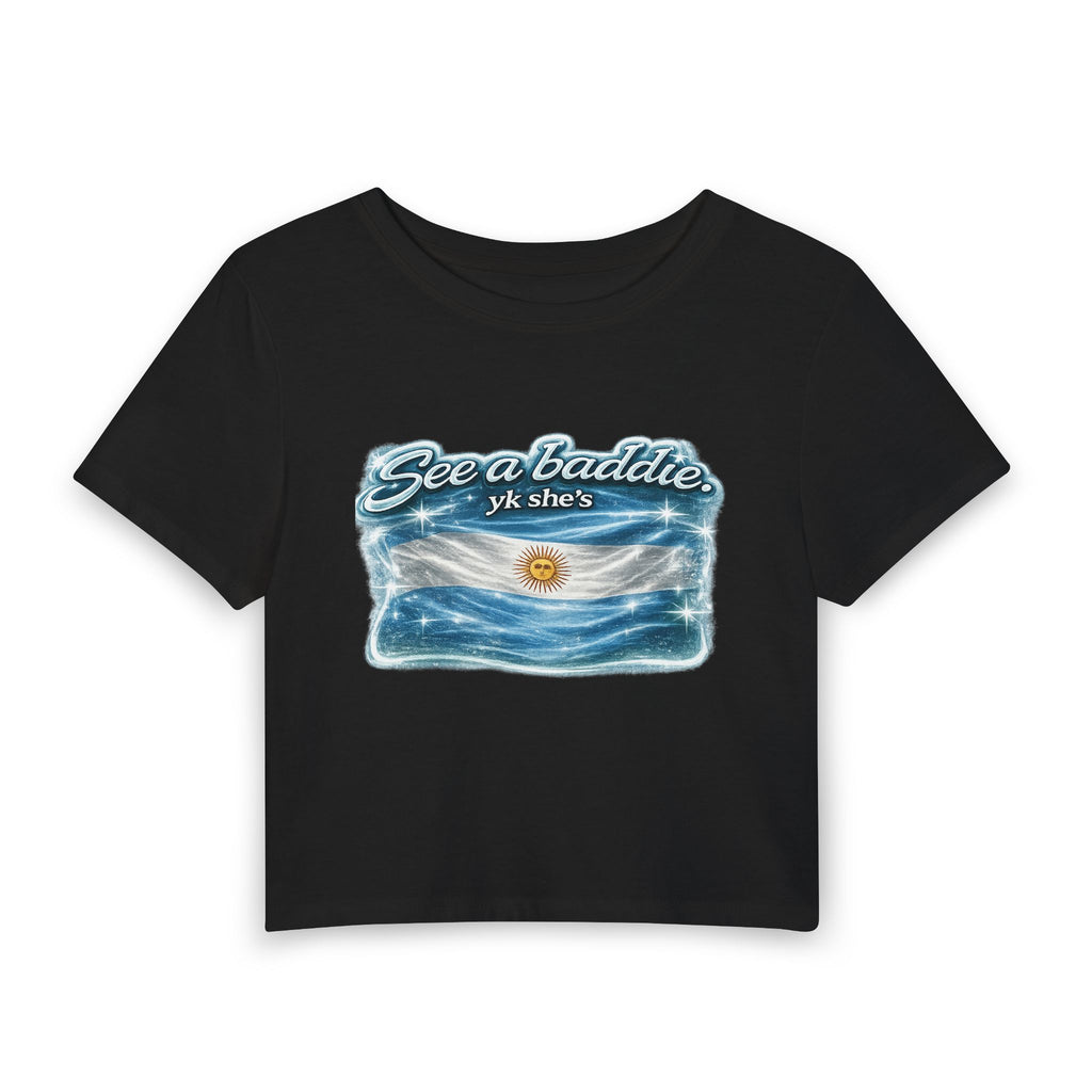 See a Baddie Argentina Flag Crop Tee