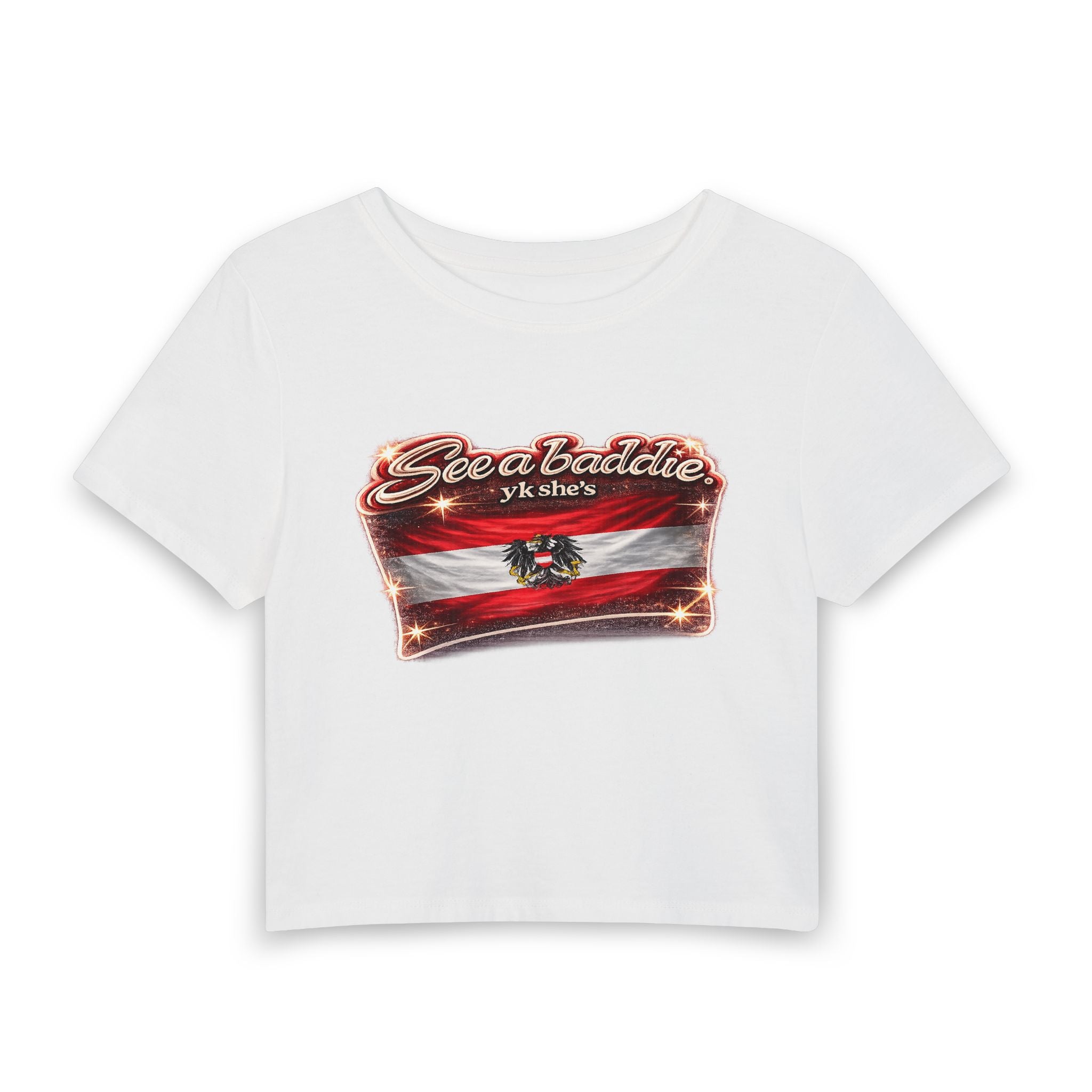 See a Baddie Austria Flag Crop Tee