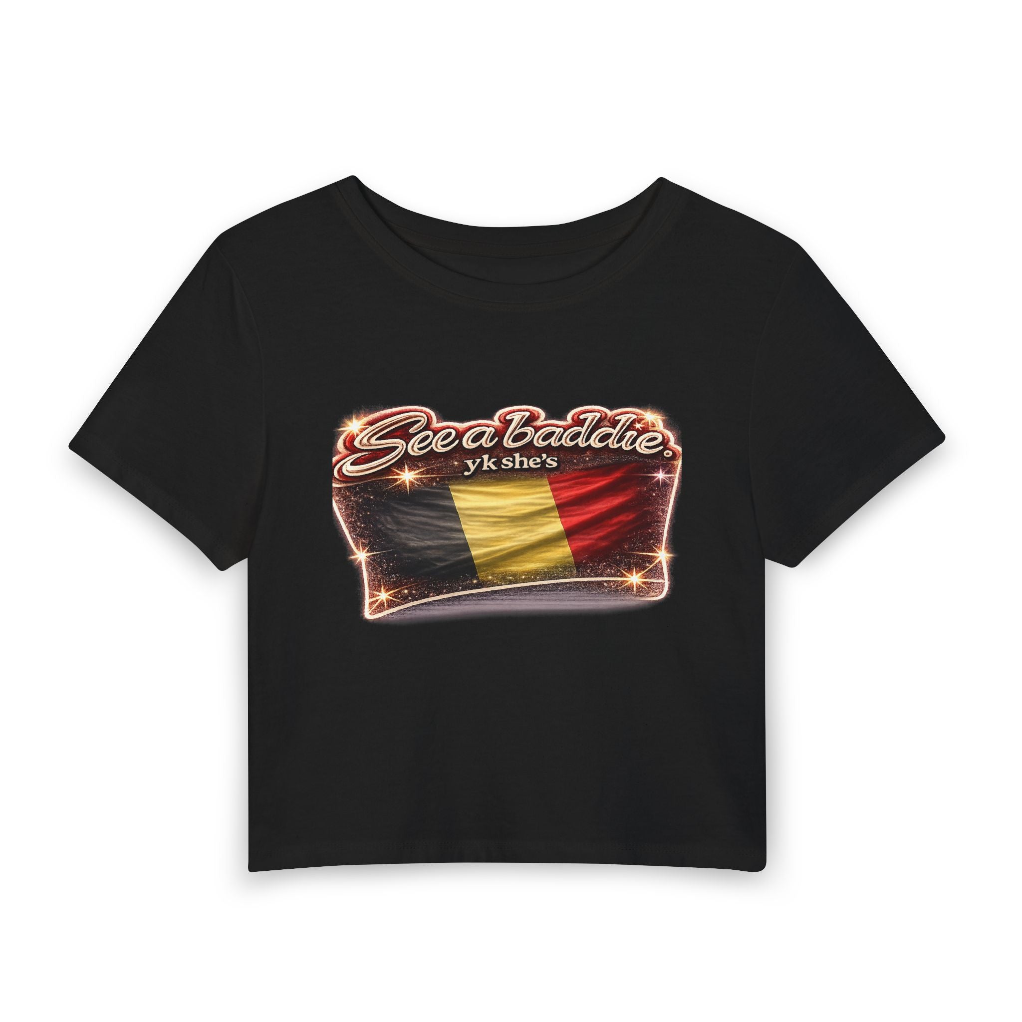 See a Baddie Belgium Flag Crop Tee