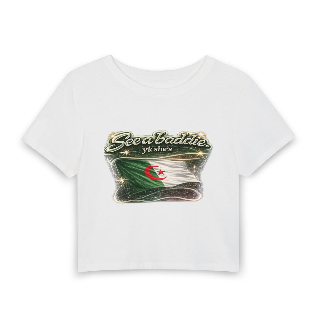 See a Baddie Algeria Flag Crop Tee
