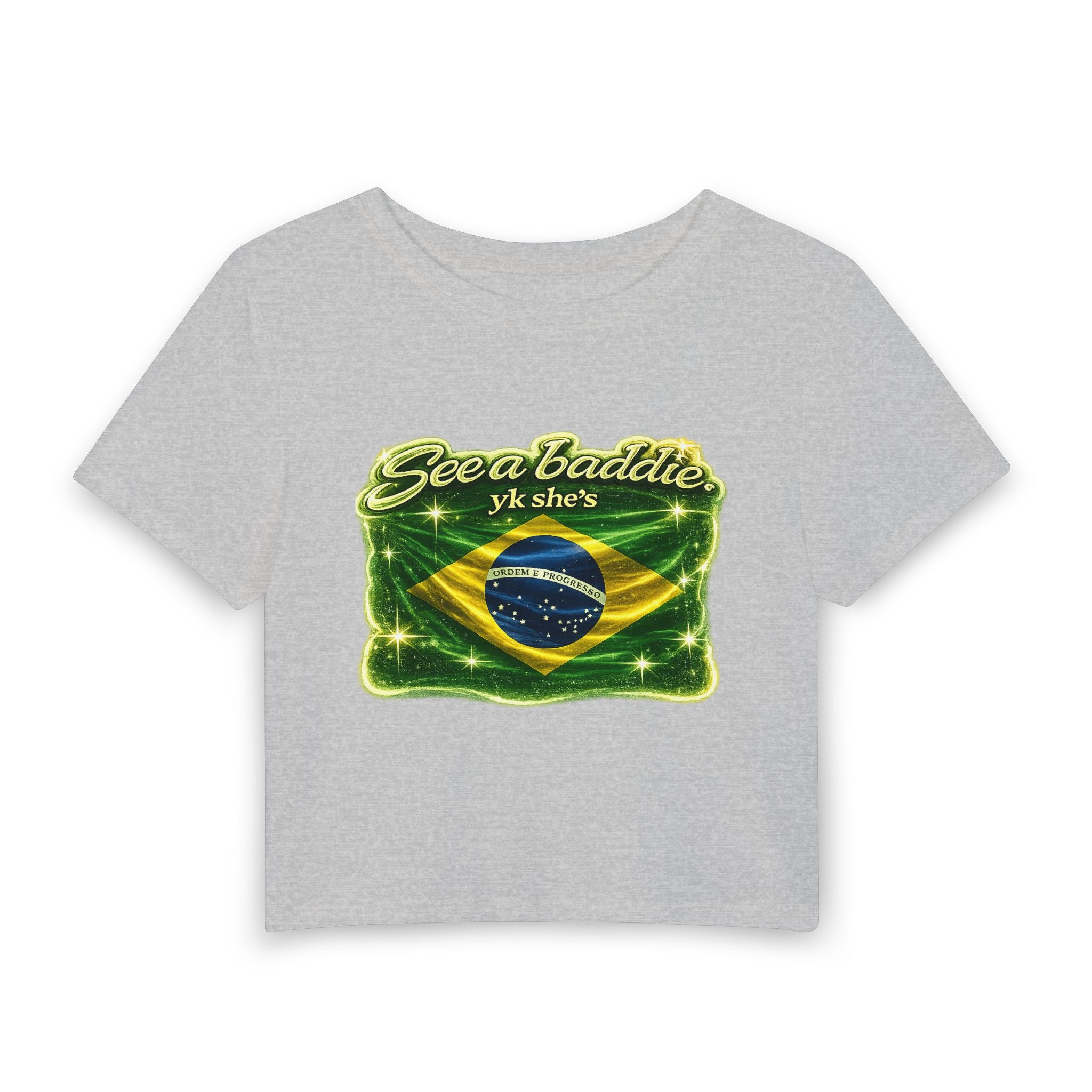 See a baddie Brazil Flag Crop Tee