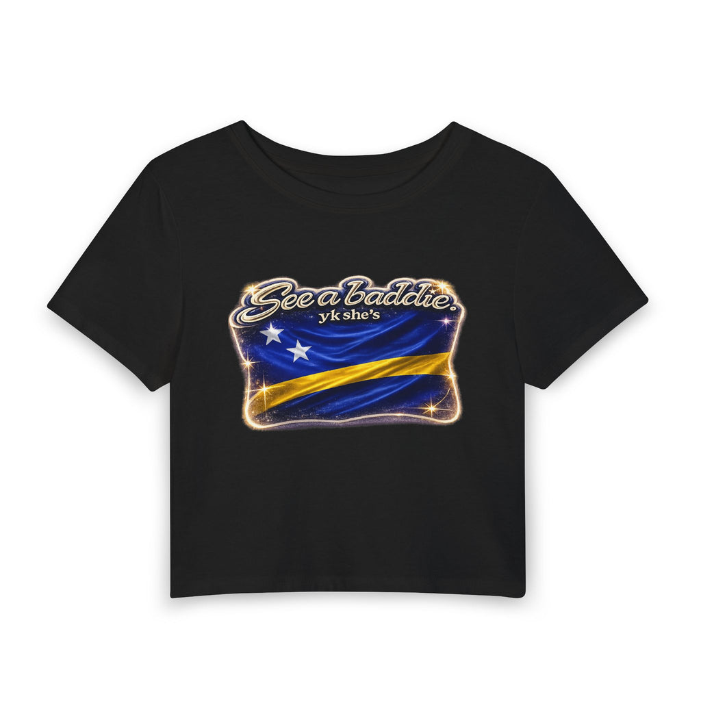 See a Baddie Curacao Flag Crop Tee