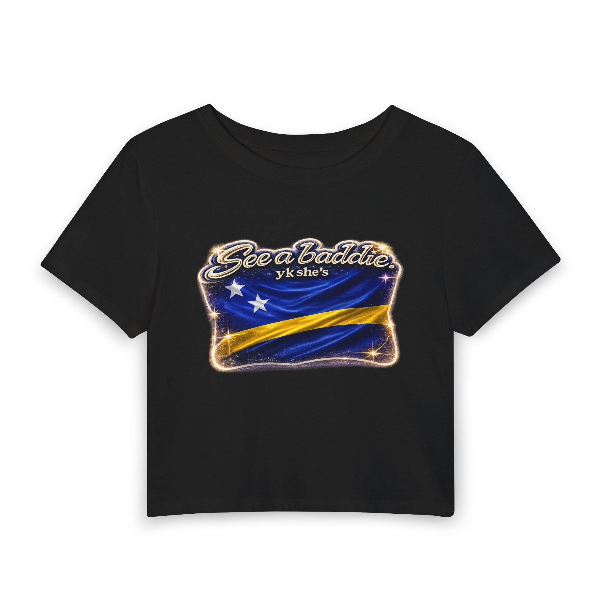 See a Baddie Curacao Flag Crop Tee
