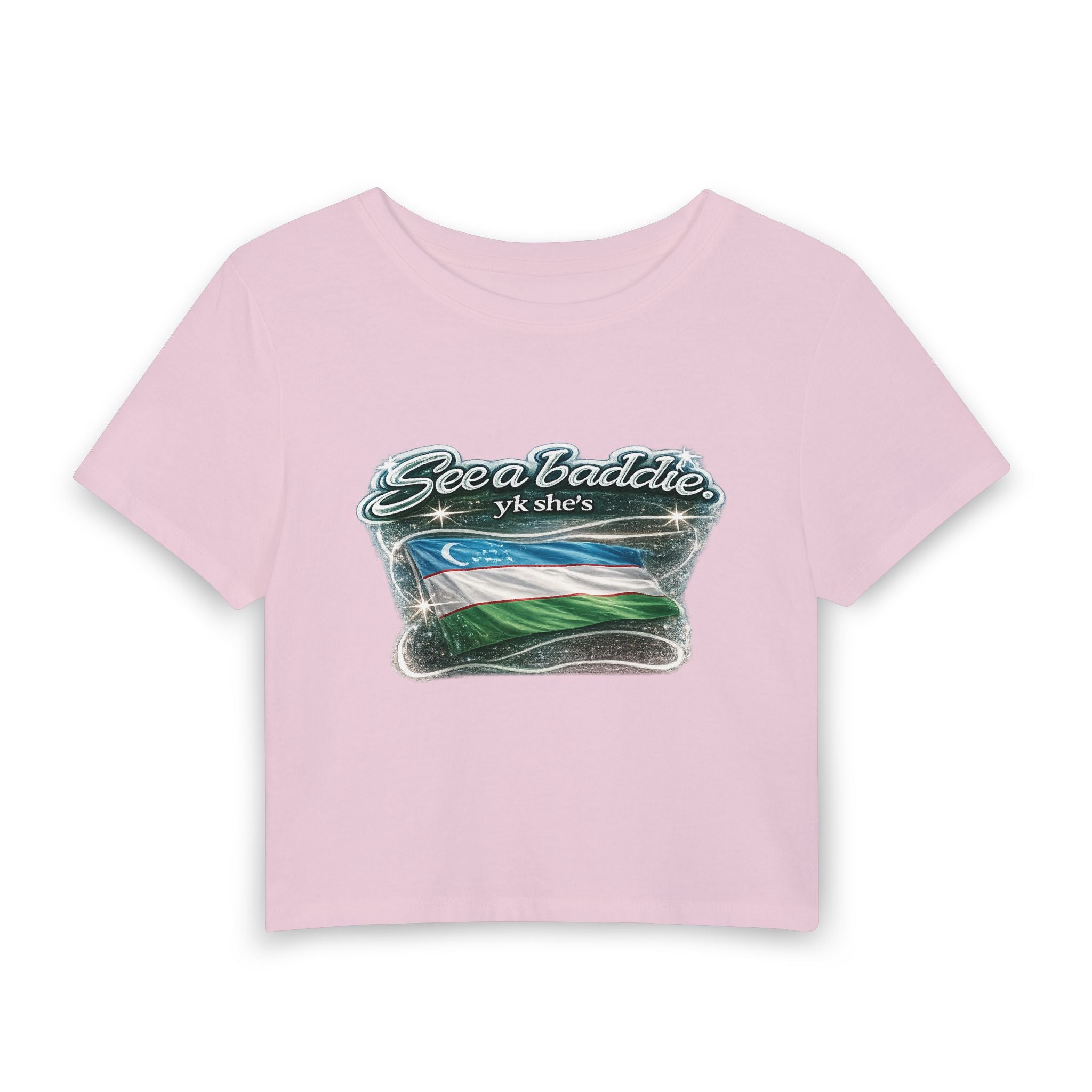 Sea a Baddie Uzbekistan Flag Crop Tee