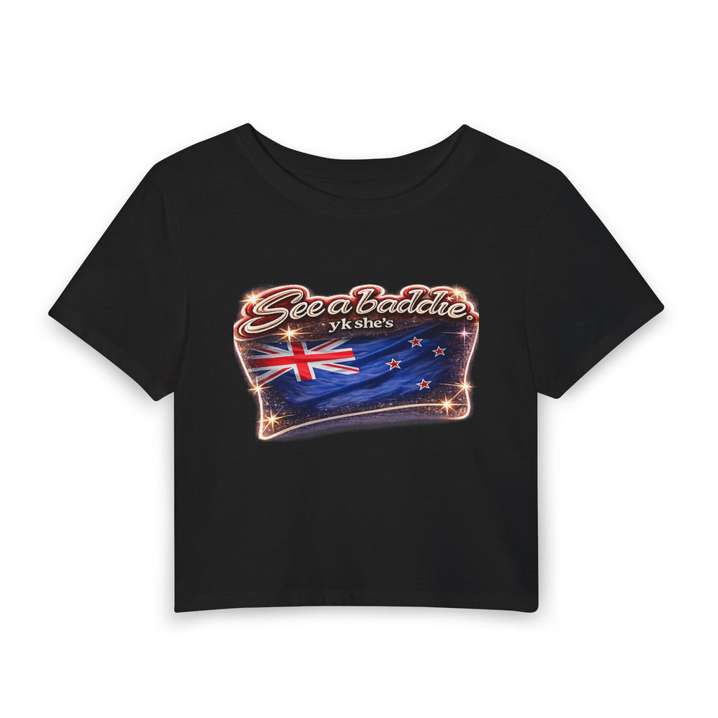 See a Baddie New Zealand Flag Crop Tee