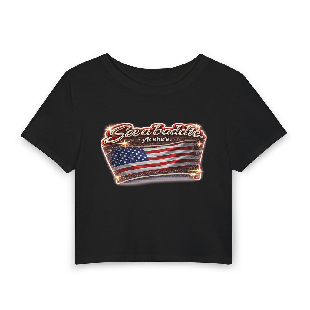 See a Baddie USA Flag Crop Tee