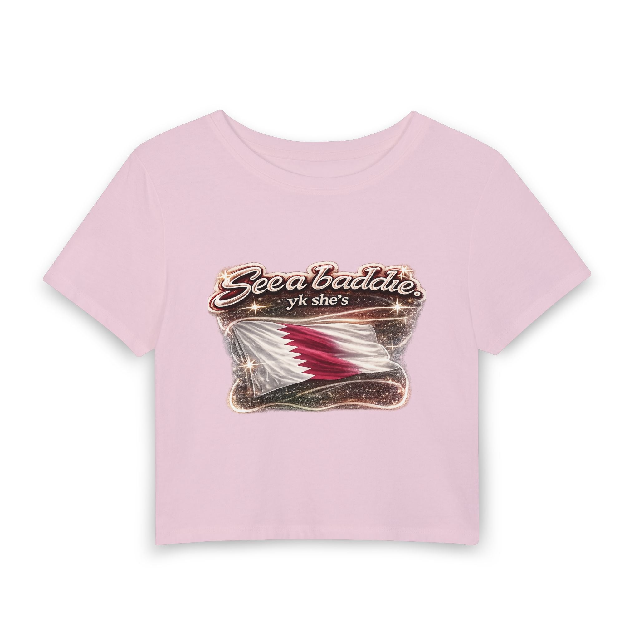 See a Baddie Qatar Flag Crop Tee