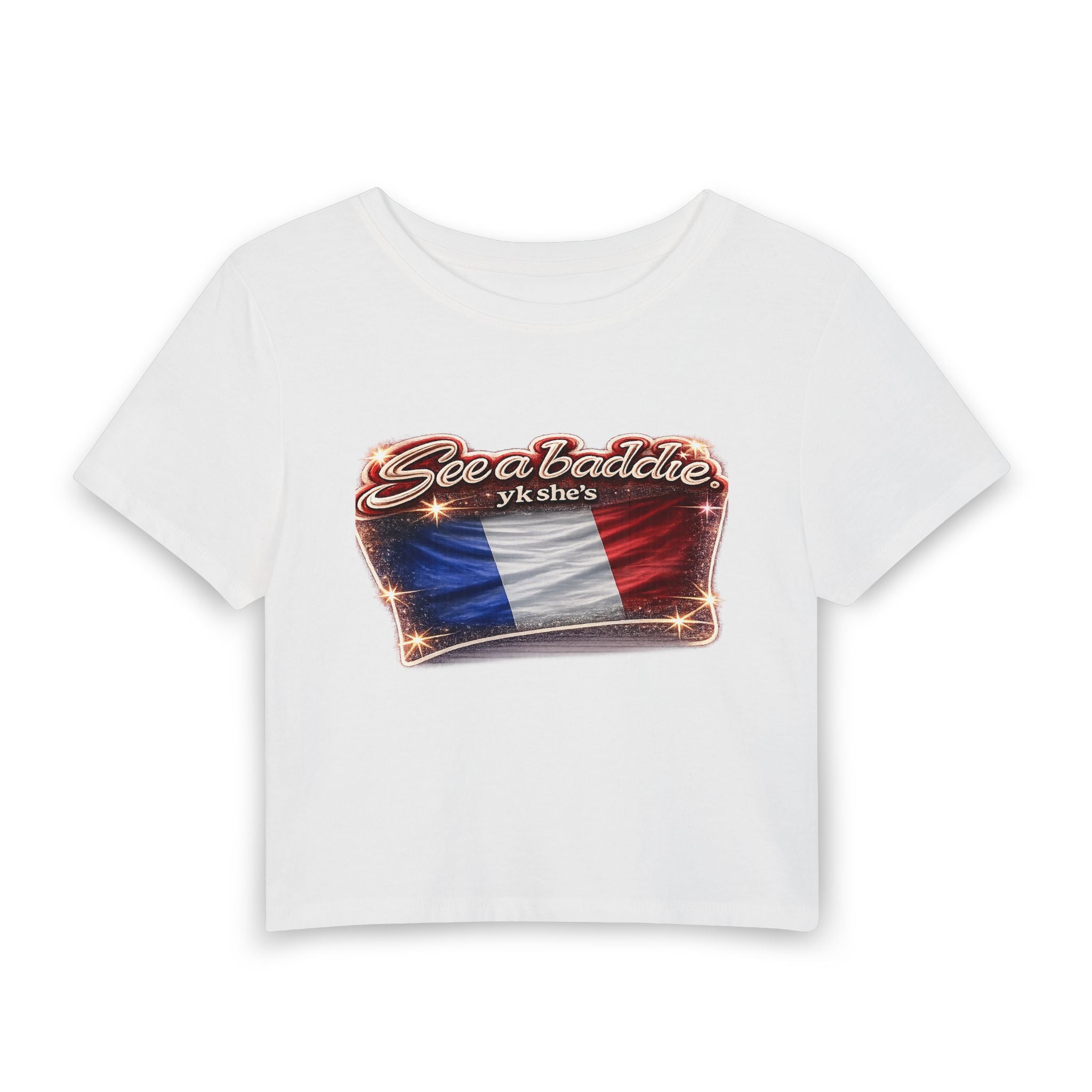 See a Baddie France Flag Crop Tee