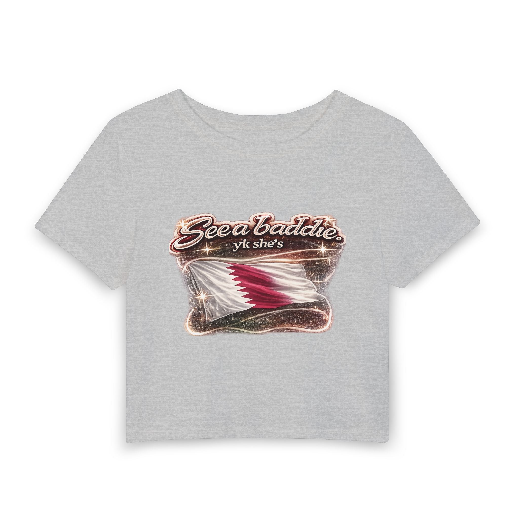 See a Baddie Qatar Flag Crop Tee
