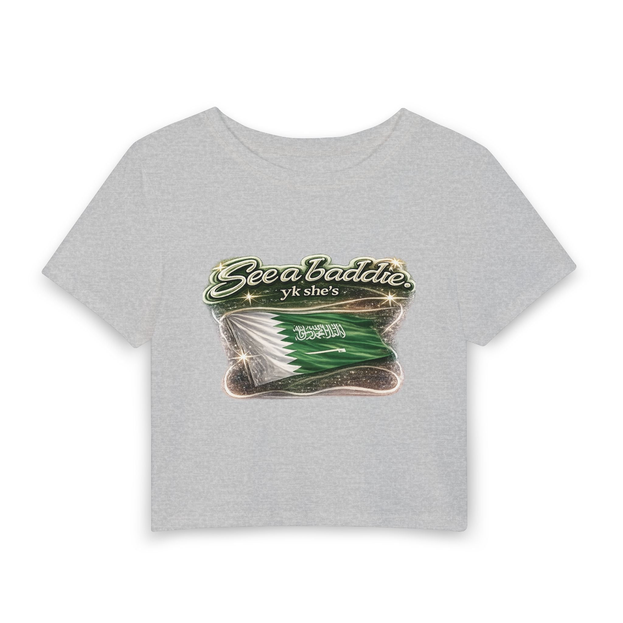 See a Baddie Saudi Arabia Flag Crop Tee