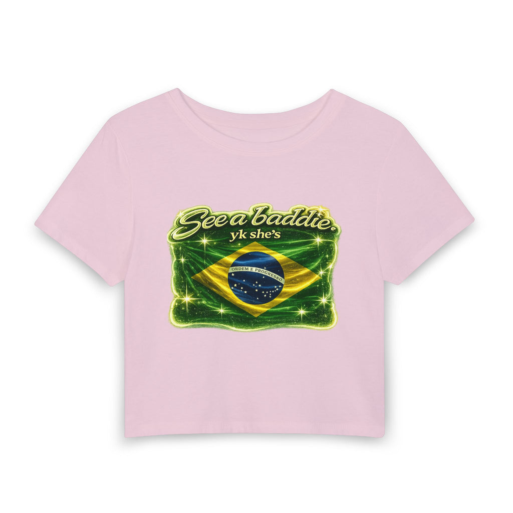 See a baddie Brazil Flag Crop Tee