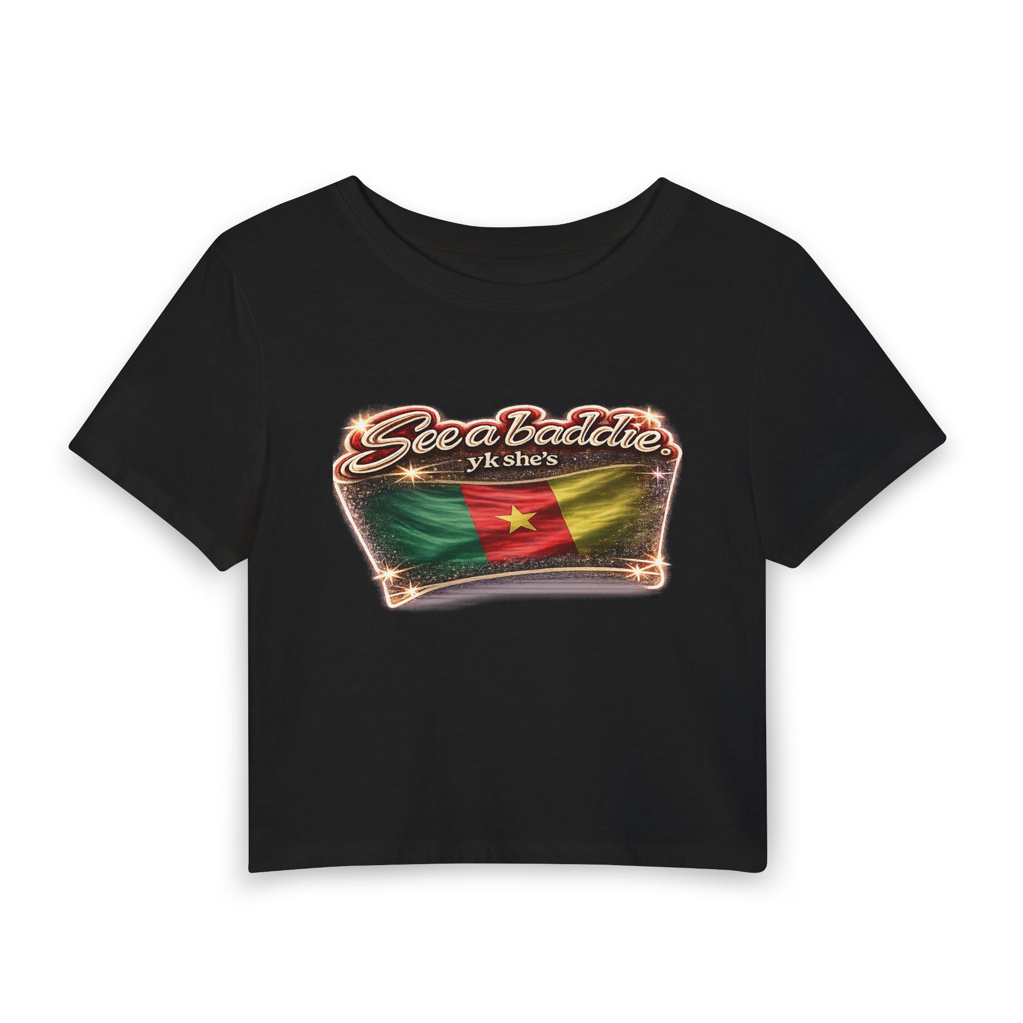 See a Baddie Cameroon Flag Crop Tee