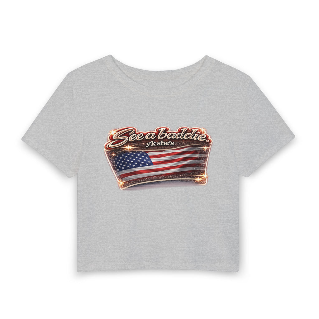 See a Baddie USA Flag Crop Tee