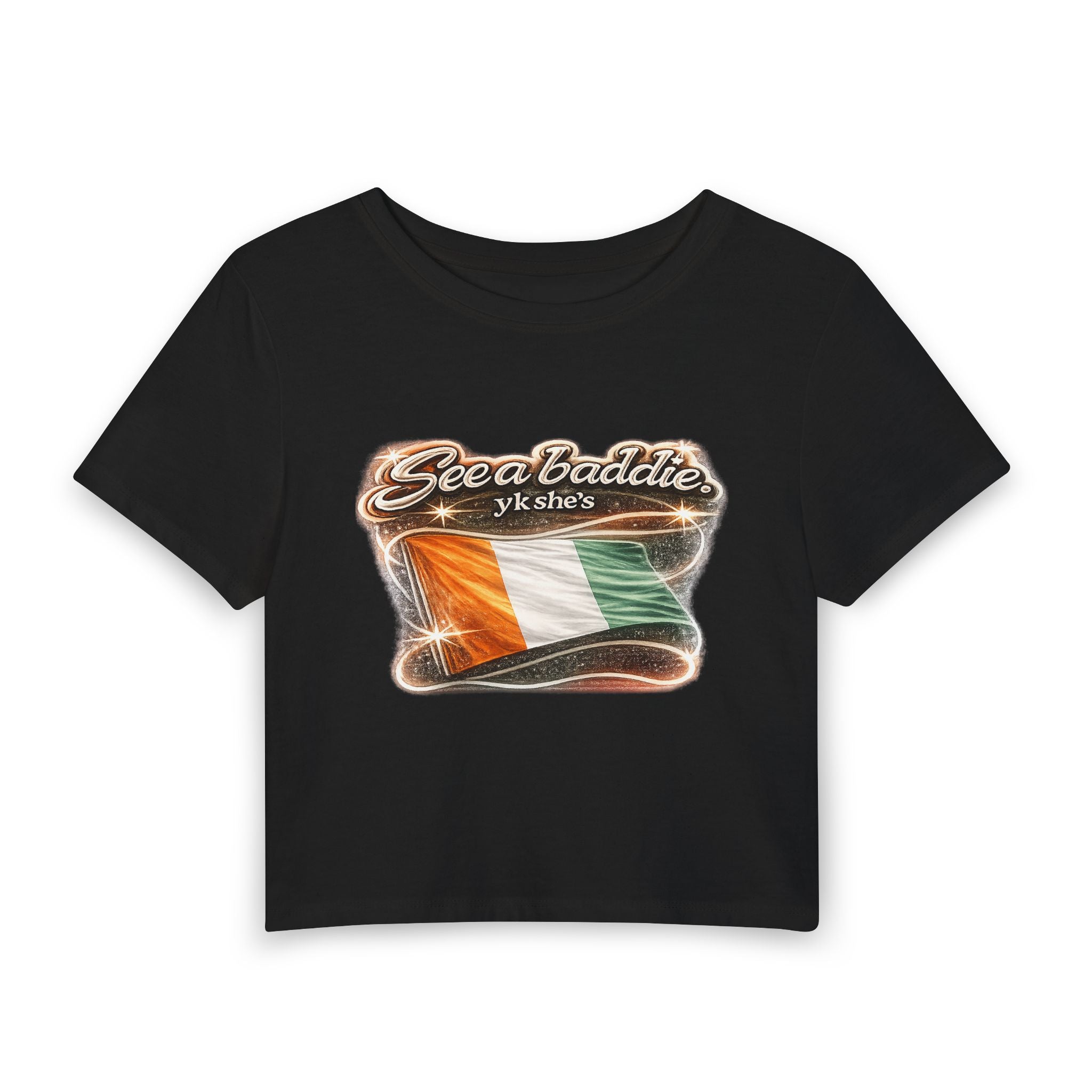See a Baddie Ivory Coast Flag Crop Tee