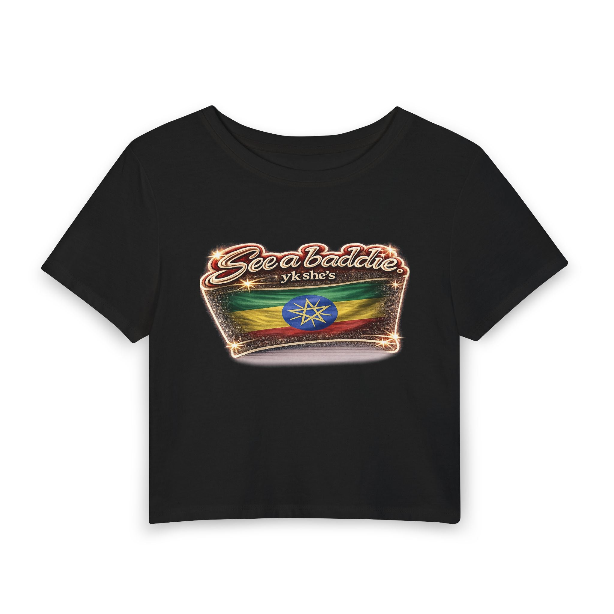 See a Baddie Ethiopia Flag Crop Tee