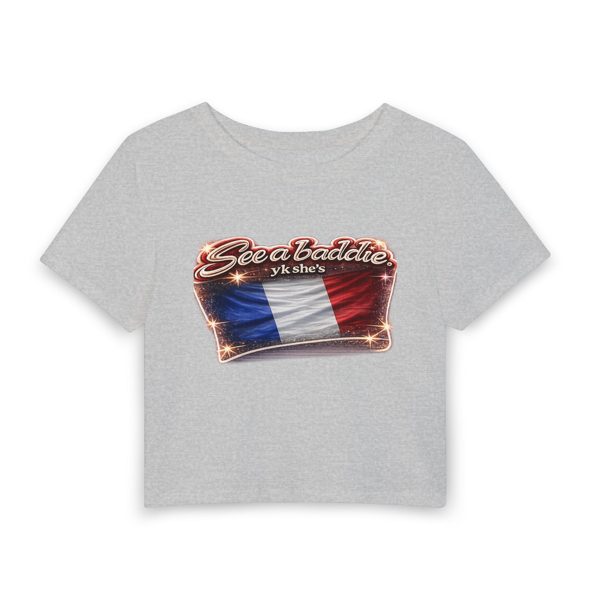 See a Baddie France Flag Crop Tee
