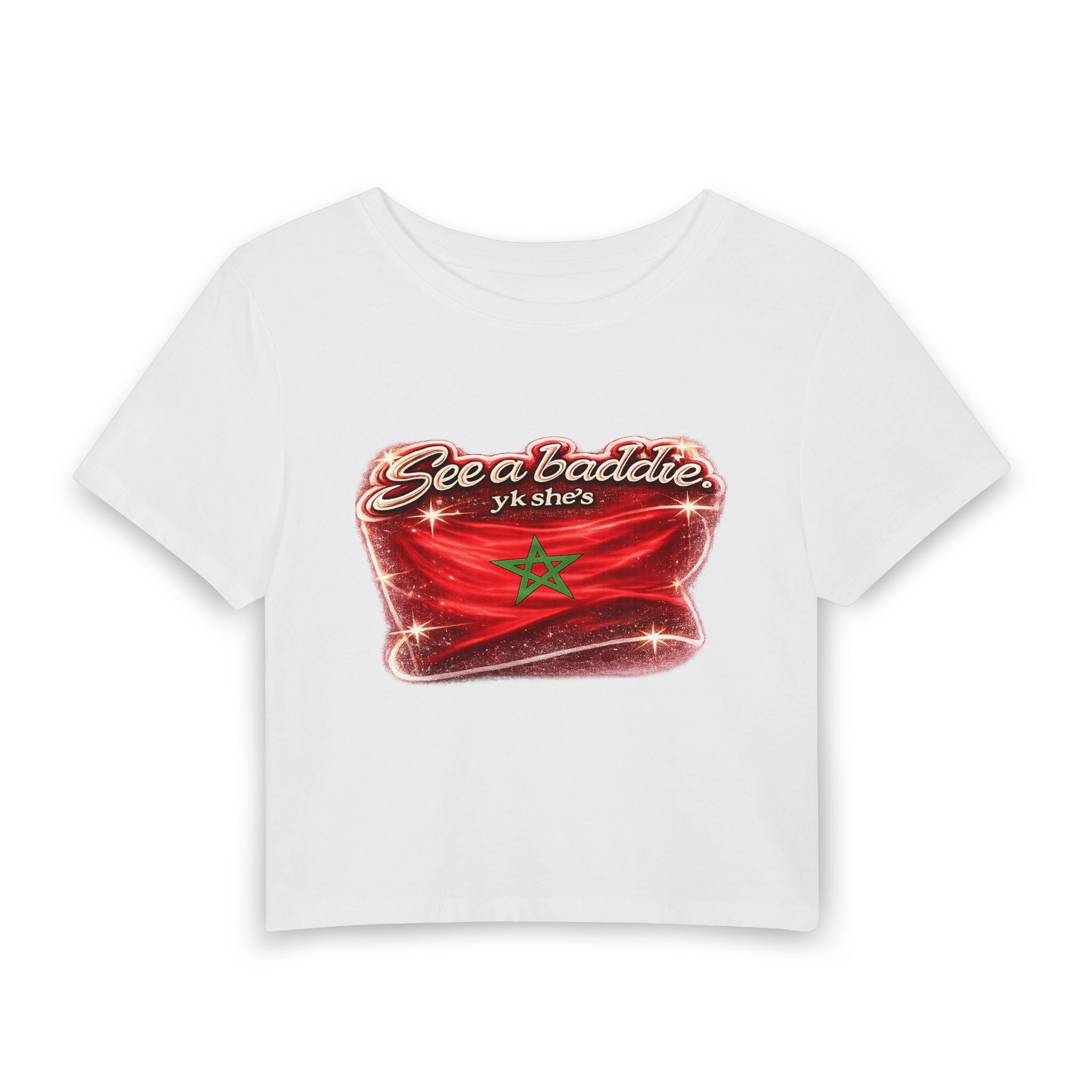 See a Baddie Morocco Flag Crop Tee